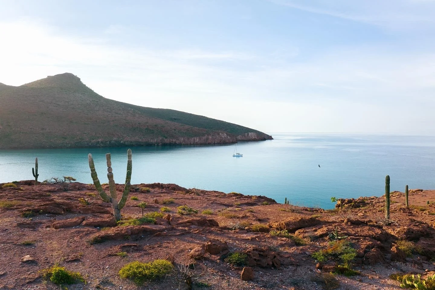 Baja California coastline viewed from a cruising sailboat