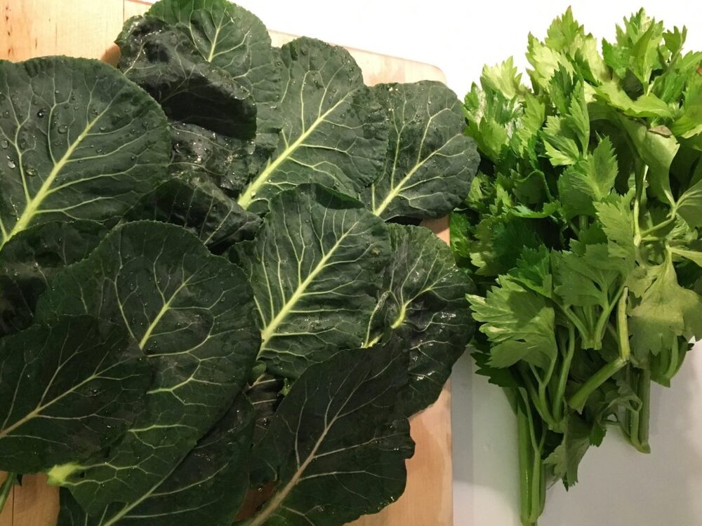  Collards and Celery, harvested in December 