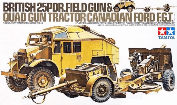 Tamiya BRITISH 25 PDR. FIELD GUN & QUAD GUN TRACTOR No.35044 Model (Where to buy) (Buy Online) Ireland UK Europe