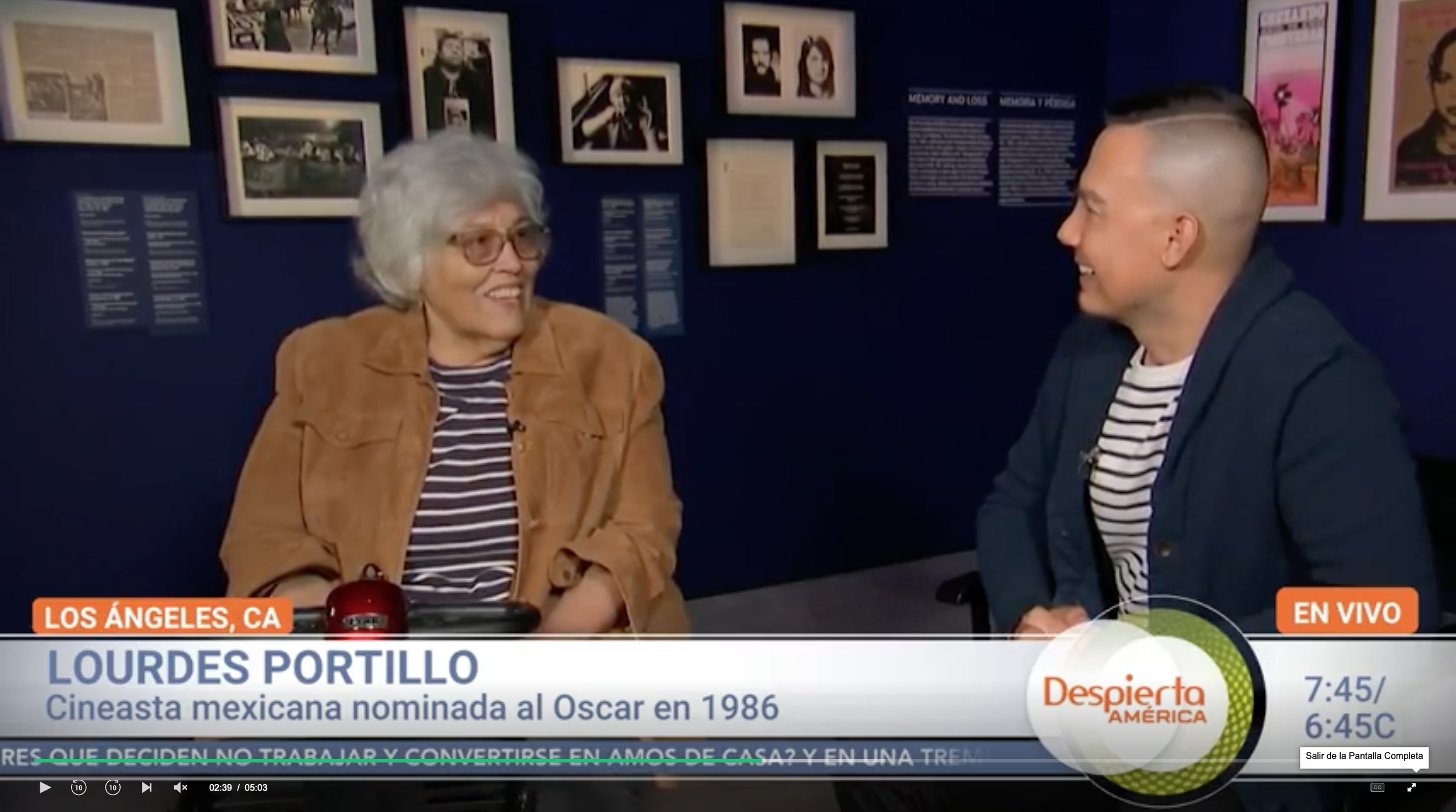 Lourdes Portillo interviewed by Luis Sandoval on Univision’s Despierta América about her installation in the Academy Museum of Motion Pictures