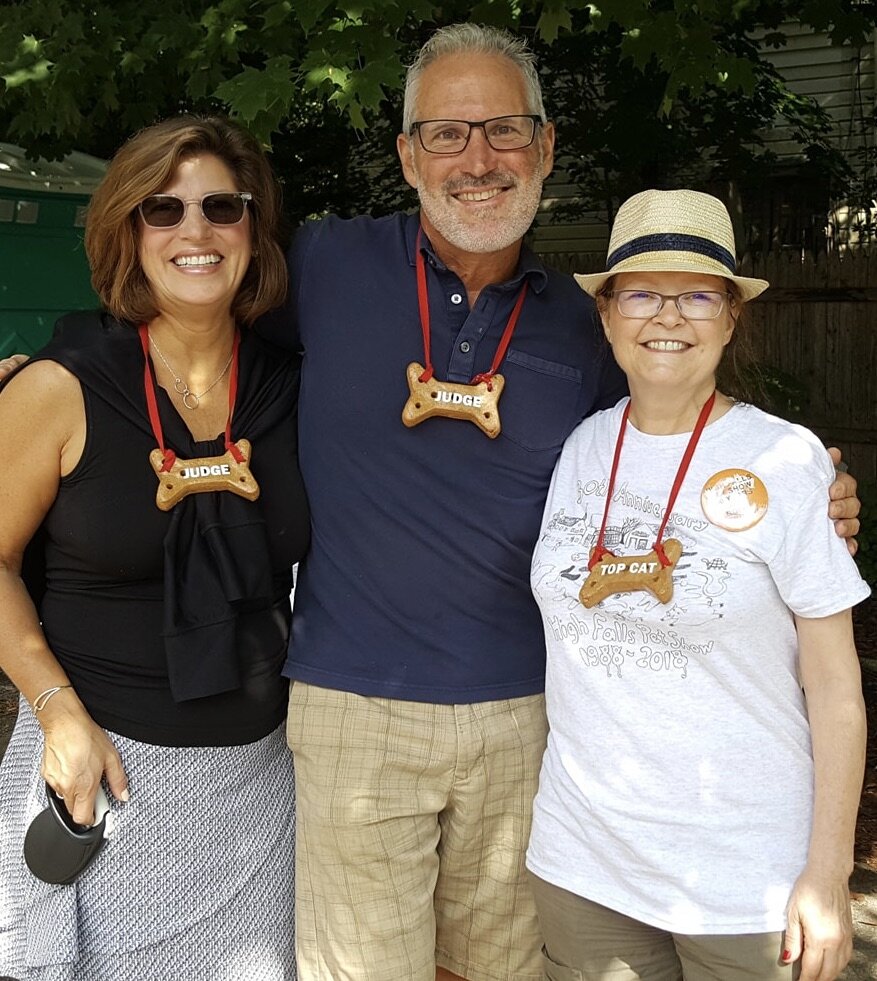 High Falls Pet Show Judges Brigette and George Nagel of The Spy Social Eatery and Yvette Lee, Pet Show impresario.