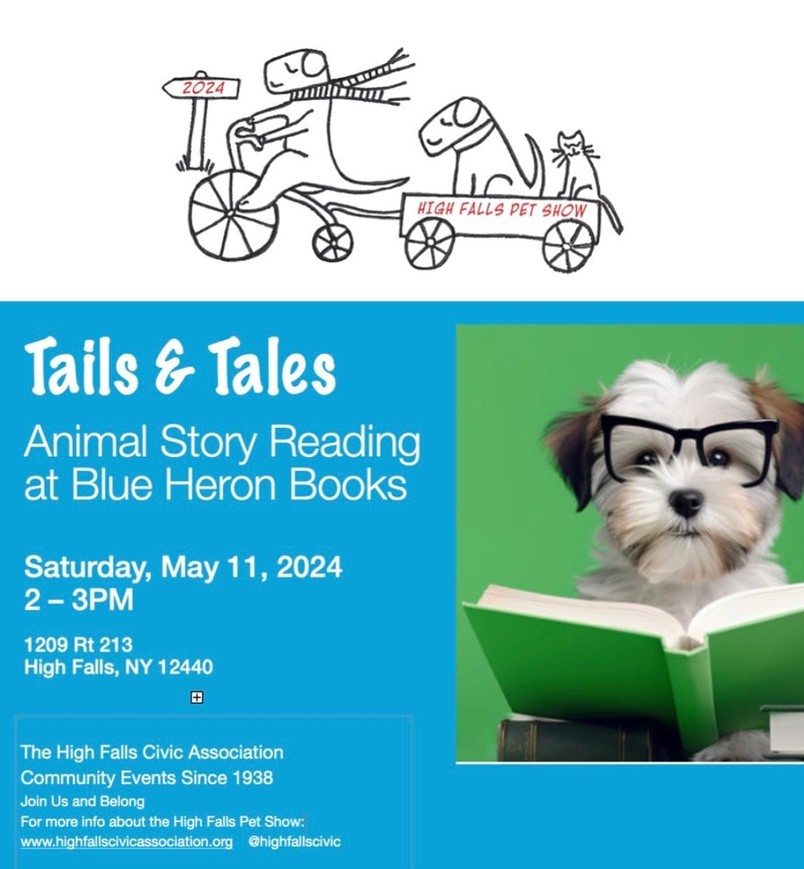 Calling all kiddies❤️ After the excitement of the High Falls Pet Show this Saturday 5/11, Blue Heron books is offering an hour of storytelling to children of all ages.

#reading #kiddies #books #storytelling #quiettime #readbooks #animalstories @blue