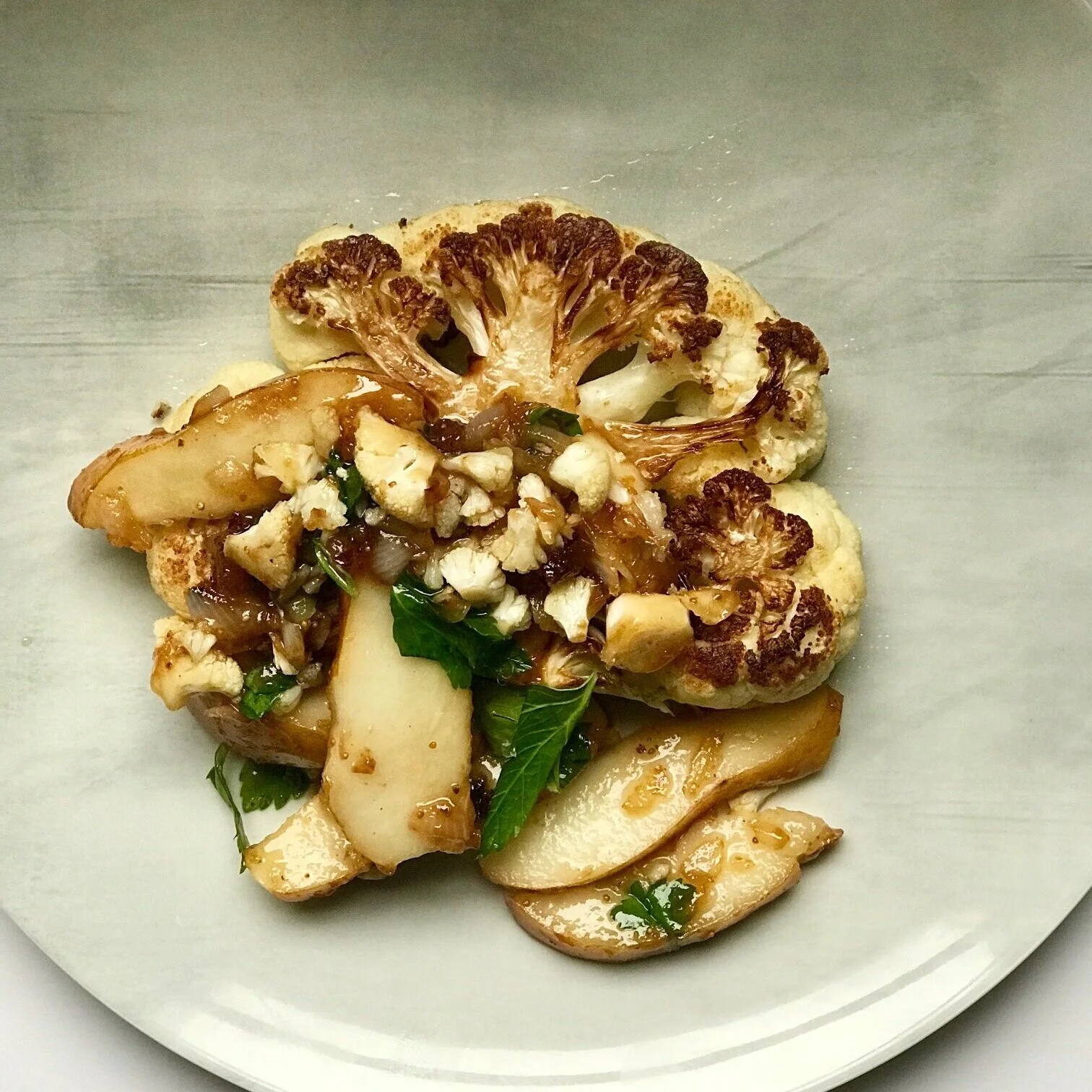 Seared Cauliflower W/ Pears Fig Jam