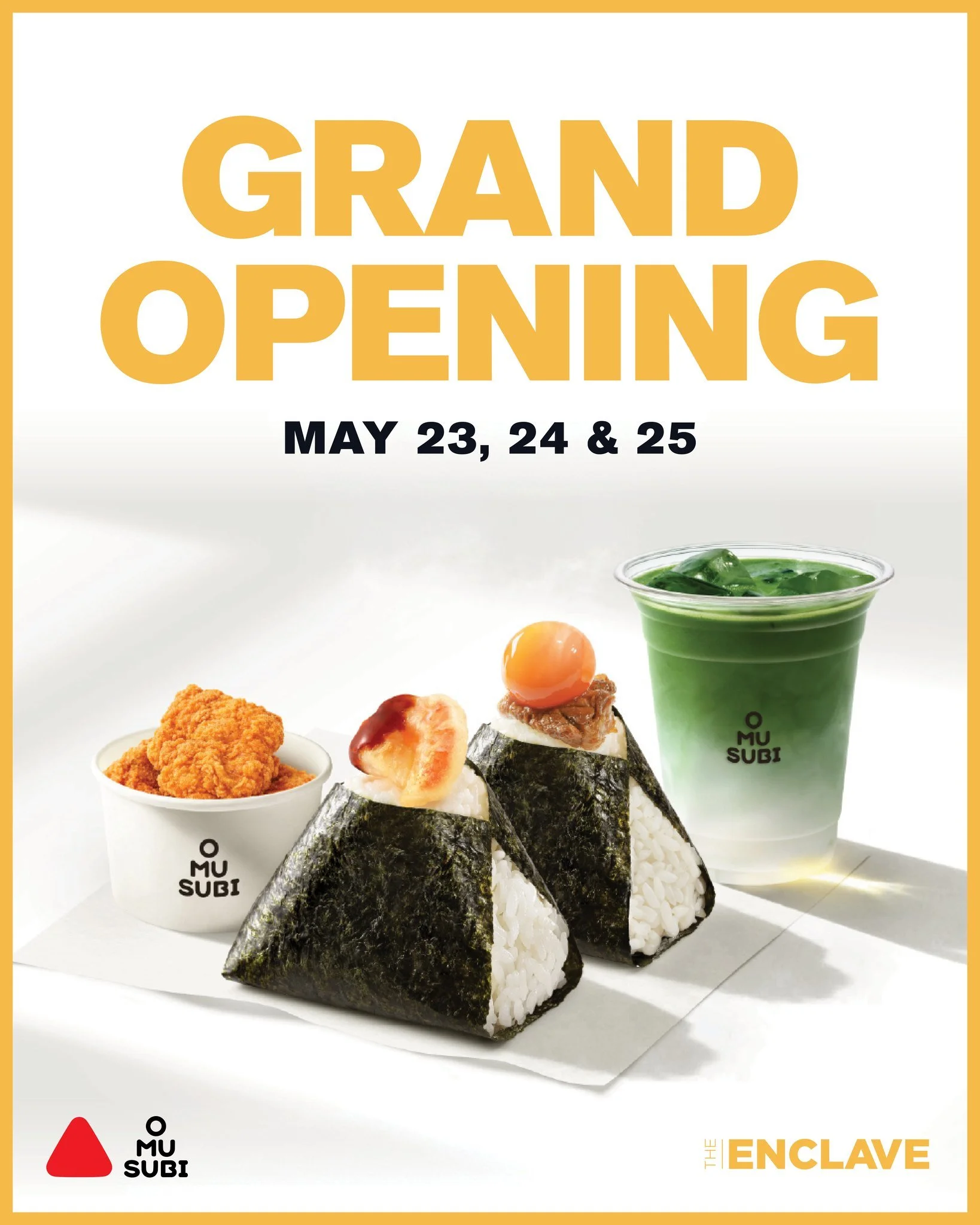 Something new is coming to The Enclave! 🍙

@omusubistore.us is opening this weekend and their Grand Opening is not one to miss! 

✨This is the first OMUSUBI location in the United States and you can be one of the first people to give it a try! ✨

📅