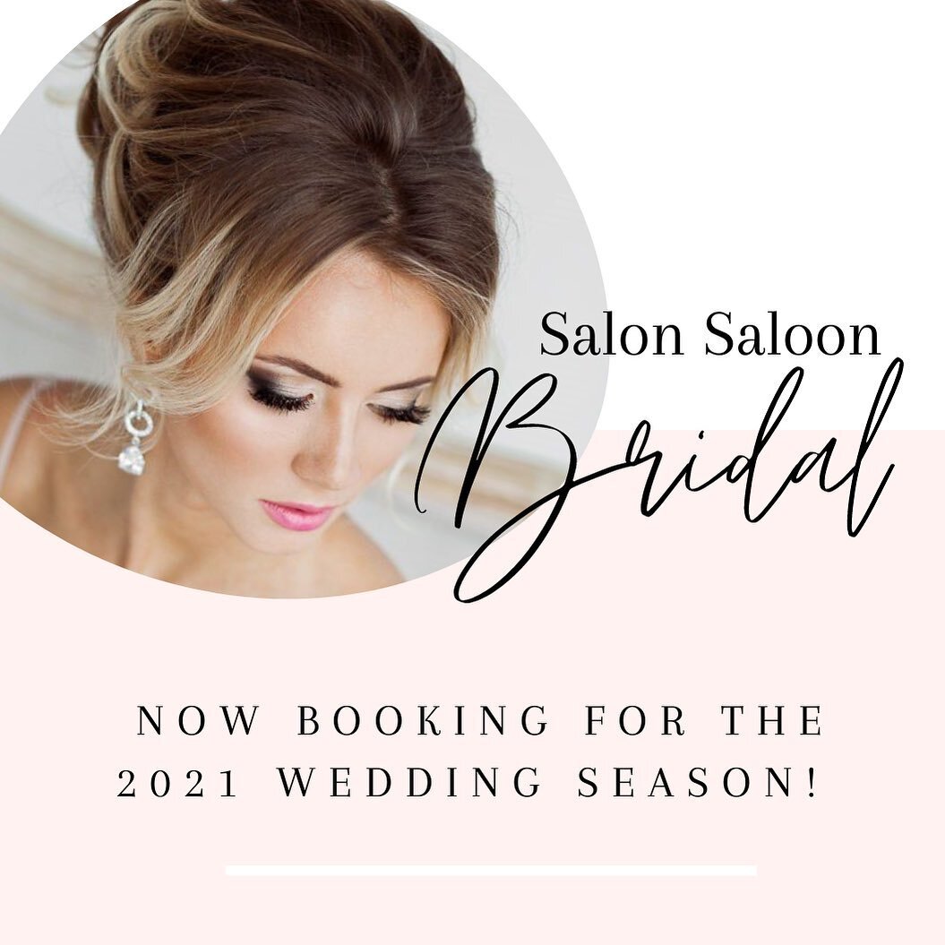 Are you getting married in 2021?! 👰&zwj;♀️ 🤵&zwj;♂️ 
&bull;
Salon Saloon&rsquo;s premier bridal team is NOW booking for the 2021 bridal season!
&bull;
The Saloon bridal team knows just what it takes to bring all your beauty dreams to life on YOUR s