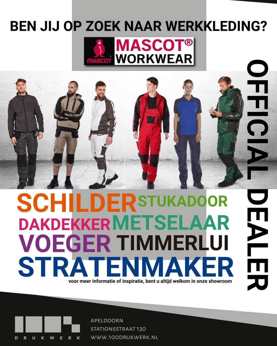 Wij zijn officieel dealer van Mascot Workwear! 

Samen met Mascot kunnen wij uw bedrijf voorzien van kwaliteitsvolle kleding, die aansluiten bij de uitstraling van uw bedrijf. 
Uiteraard kunnen alle items ook voorzien worden van een bedrijfslogo.

Be
