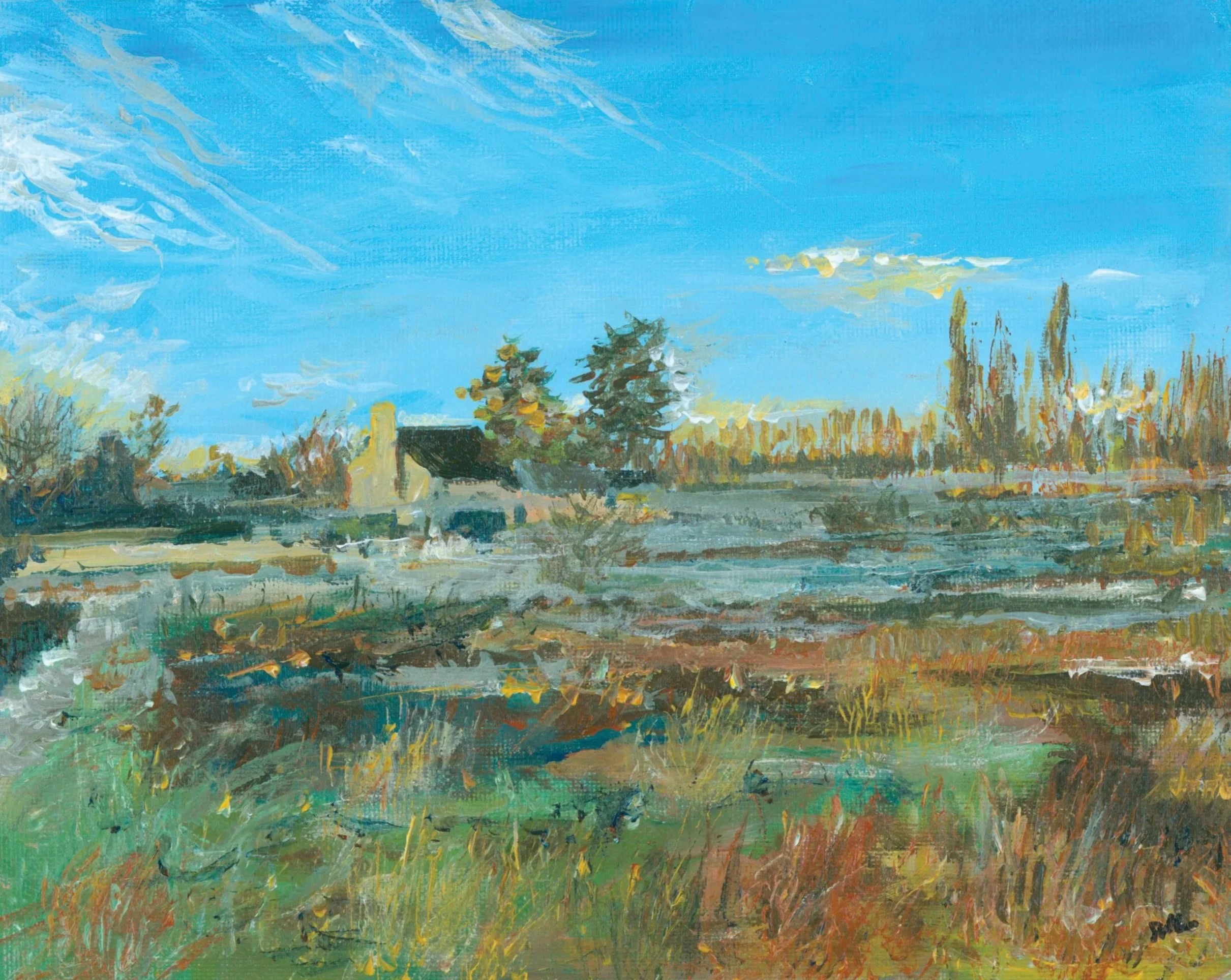 The Rectory at Cogges from the fields
original acrylic