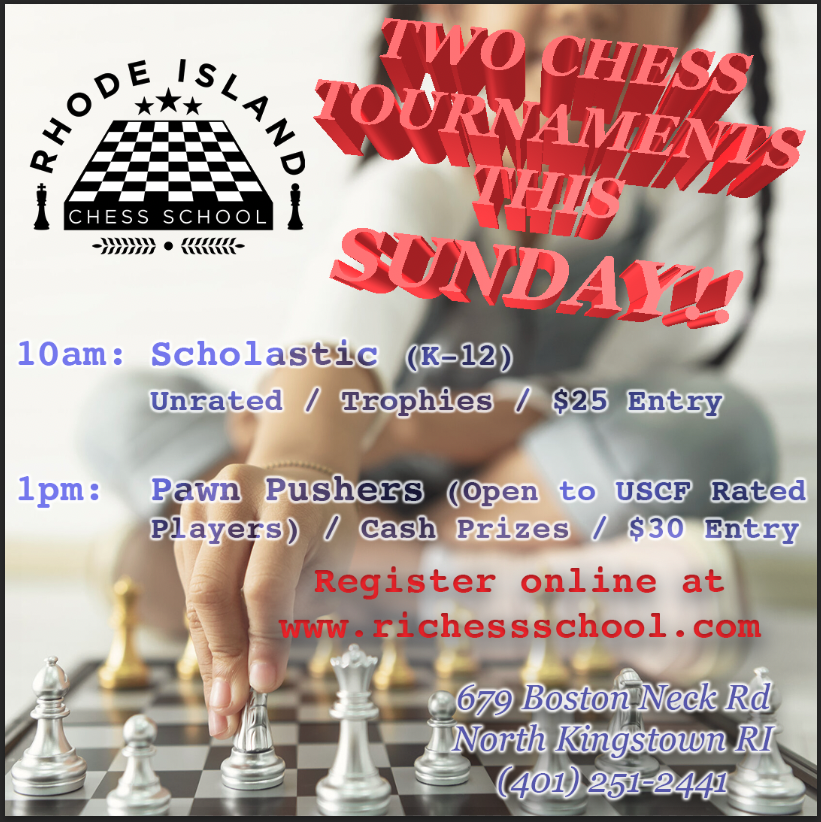 1st Pawn Pushers USCF Rated Tournament this Sunday September 11th