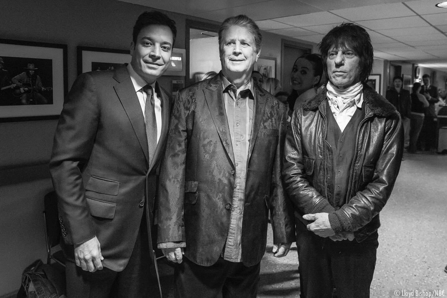 October 10, 2013: Brian with Jimmy Fallon and Jeff Beck backstage at Late Nigh with Jimmy Fallon.