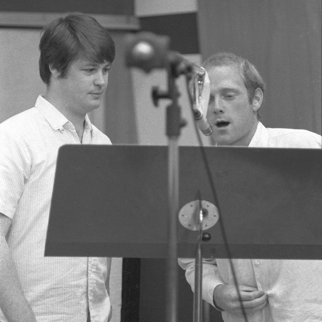 Brian and Mike working out a vocal in the studio.