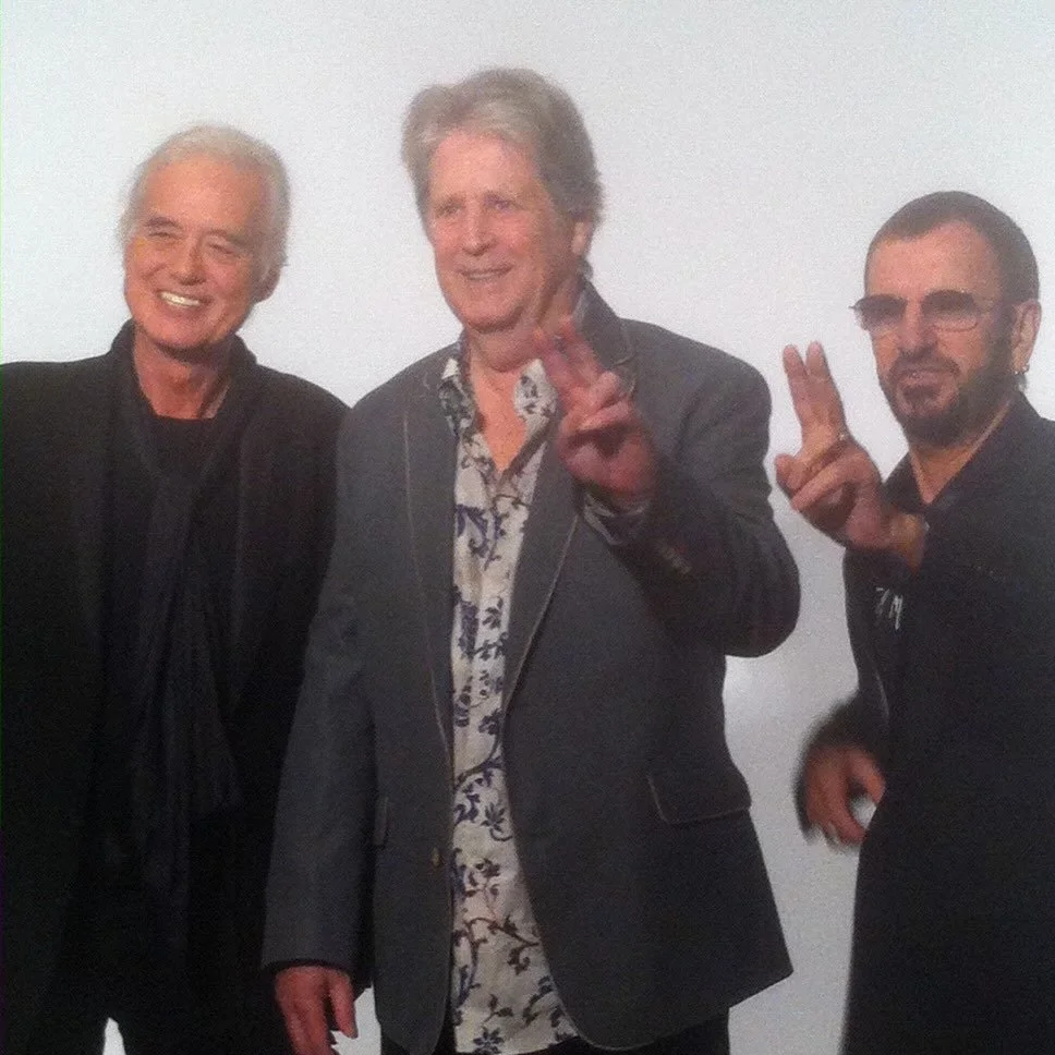 Power Trio: Brian with Jimmy Page and Ringo Starr. In 2011, Brian was given the Hall of Fame Award at the Mojo Awards in London, England.