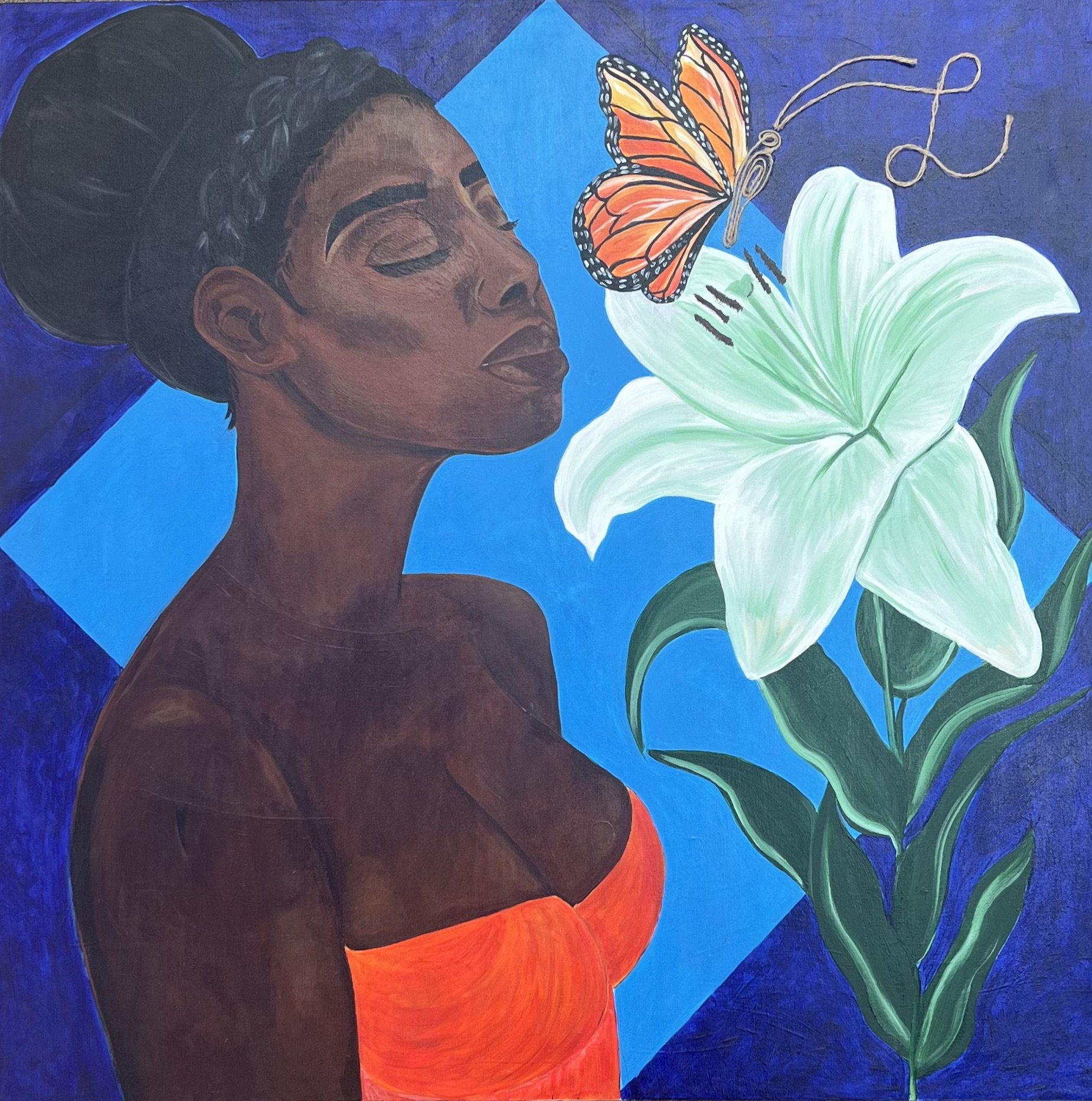Monarch | acrylic x canvas x twine | 36x36 | $2657