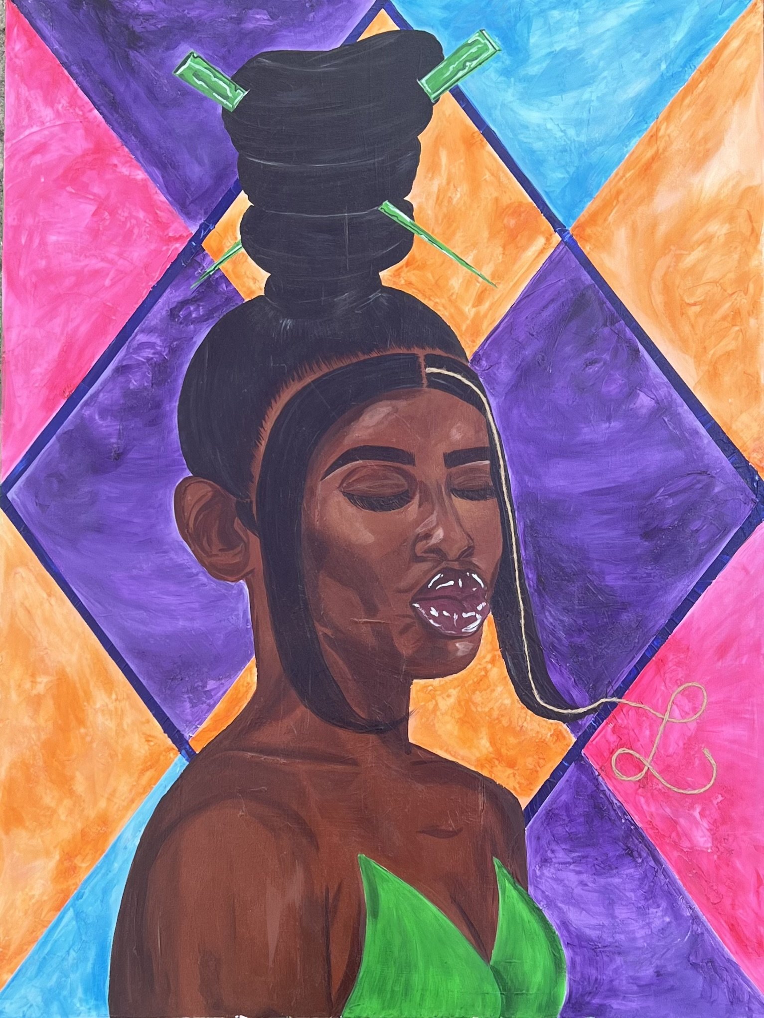 Muahh | Acrylic x canvas x rope | 30x40 | $2435