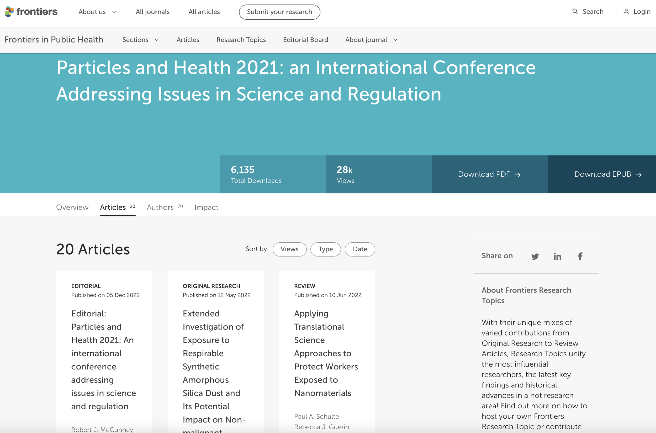 Particles and Health 2021: an International Conference Addressing Issues in Science and Regulation