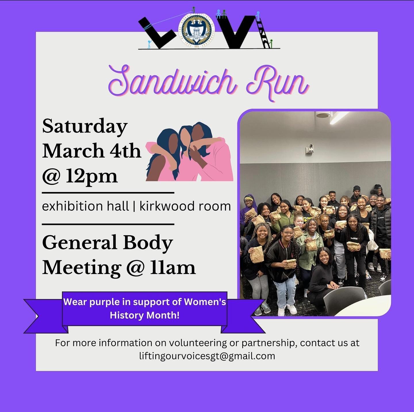 THIS SATURDAY !! Sandwich Run will be returning to GT&rsquo;s Campus! 🥪

Join us from 12pm-3pm @ The Exhibition Hall in the Kirkwood Room. The general body meeting for members starts @ 11am. Can&rsquo;t wait to see you all there🤭
&bull;
Ways you ca