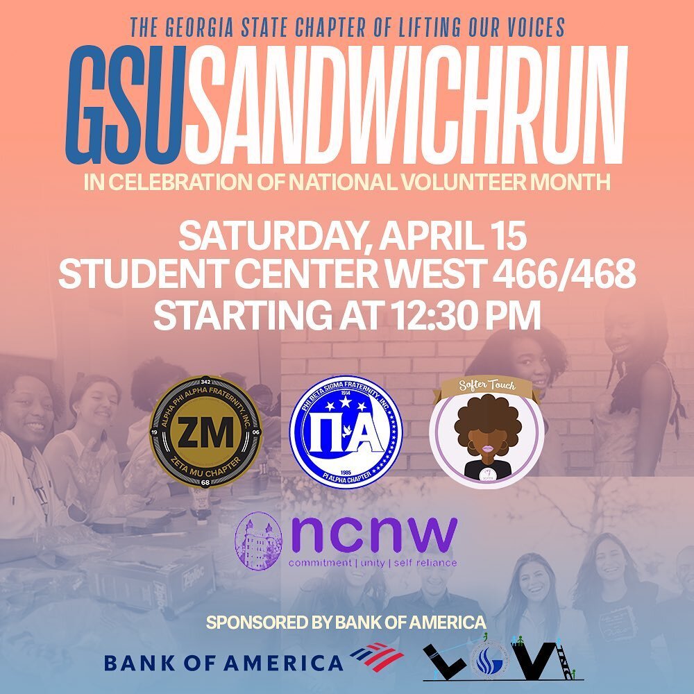 ‼️THIS SATURDAY‼️ Sandwich Run will be at Georgia State University 🥪🐾

🌎 Join Us
From 12:30 PM to 3 PM
UPDATED Location: Student Center West 466/468

🌎 Ways You Can Help
Join us to prepare meals, donate items from our list, donate monetarily, or 