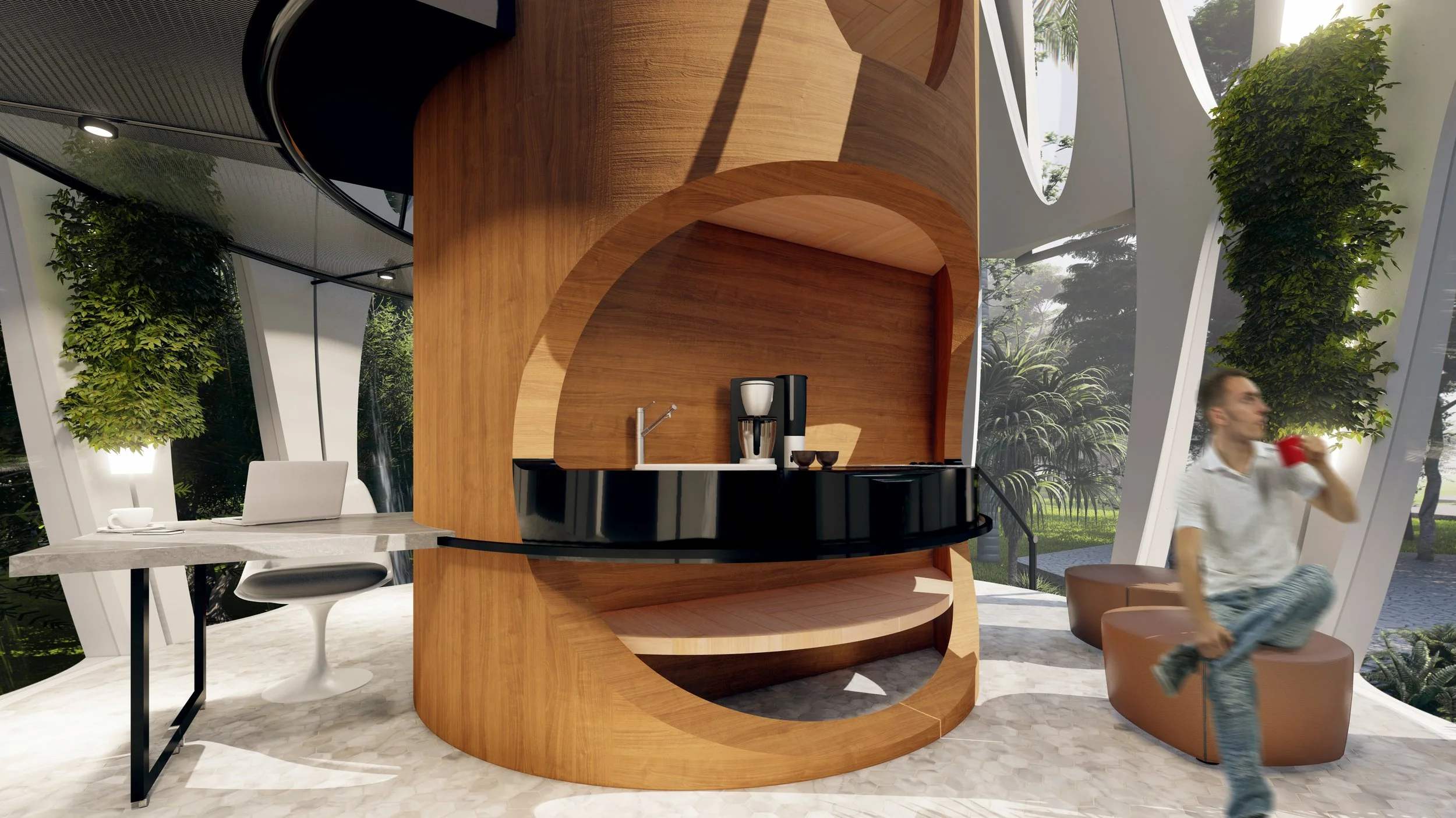 Kye-Tree House | 25 sq.m plastic recycled prefab housing - kitchen