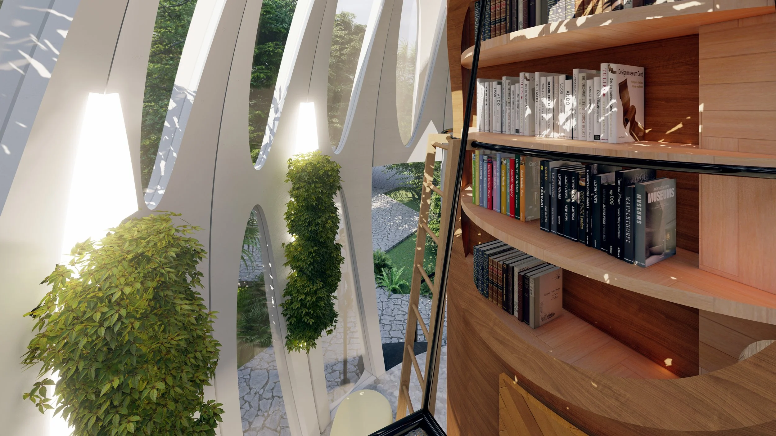 Kye-Tree House | 25 sq.m plastic recycled prefab housing - library