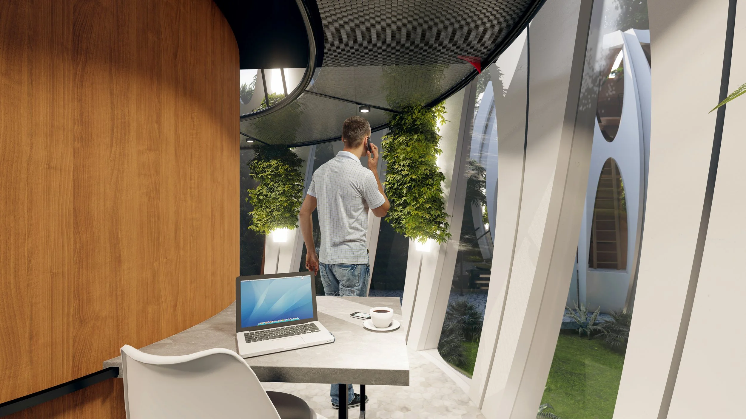 Kye-Tree House | 25 sq.m plastic recycled prefab housing - living/workstation