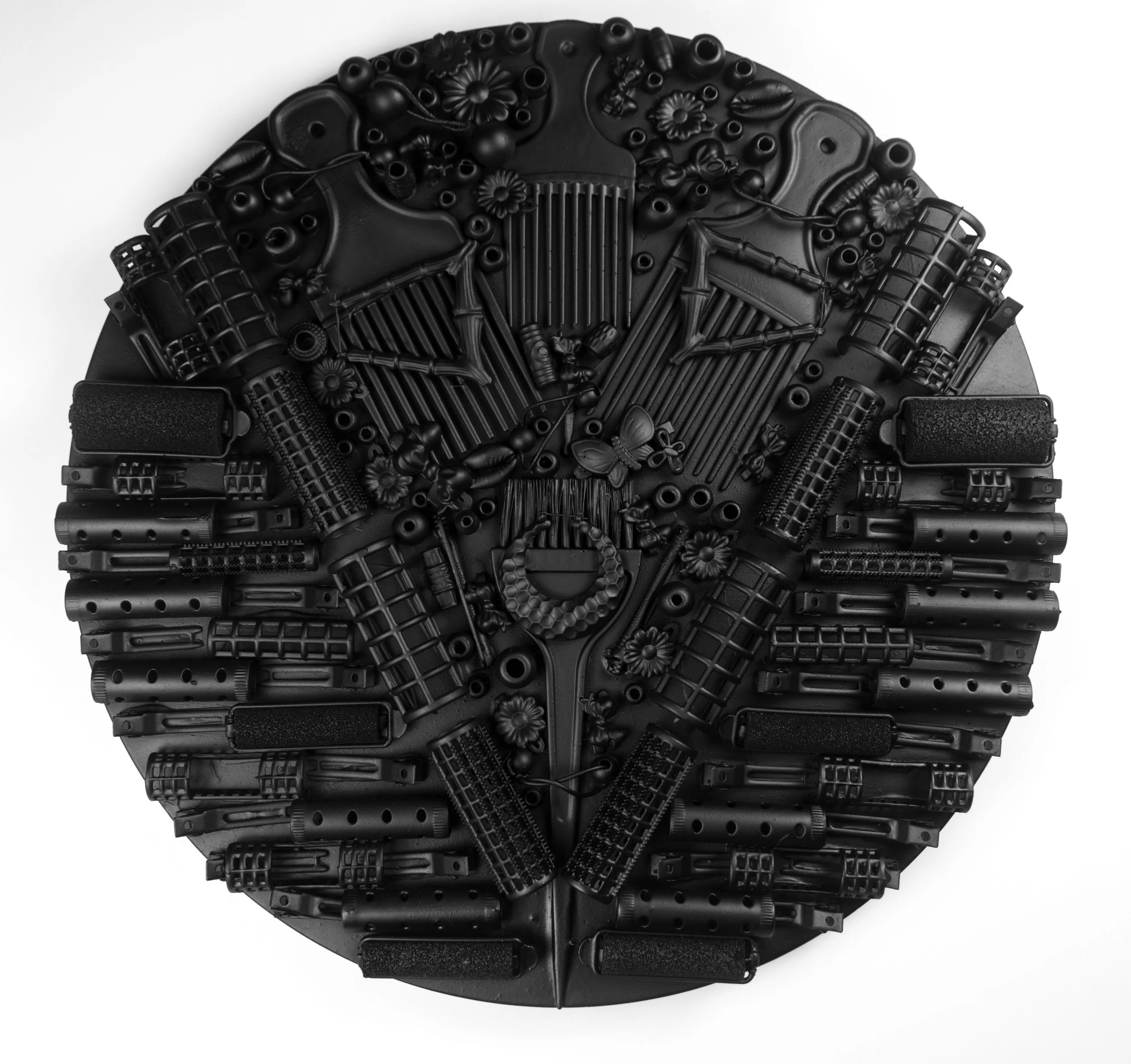 Crown Vic 2025 16” Wood Round Panel with Found Objects