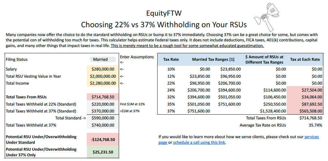 Apple RSU Withholding Rate Calculator