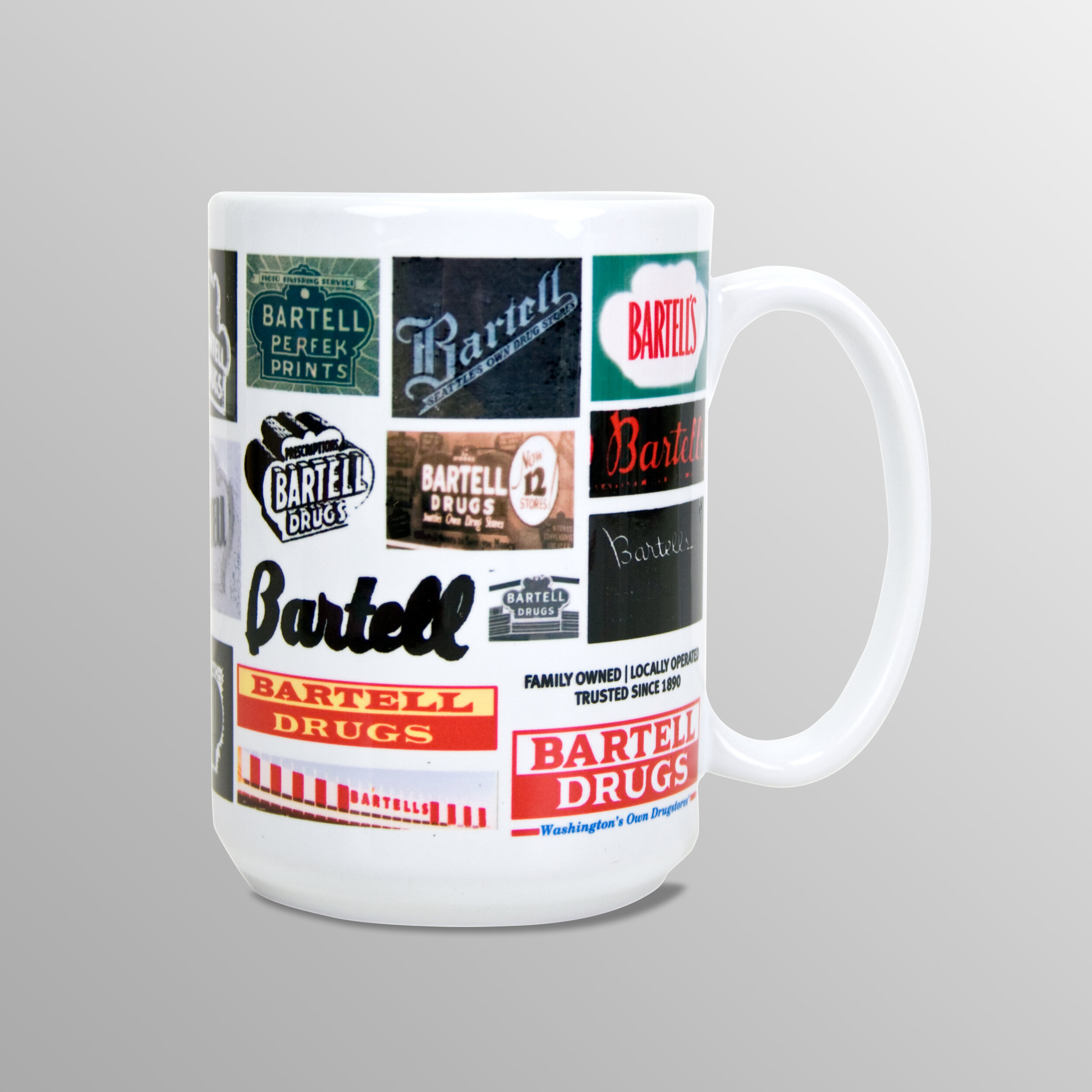 Bartell's logo history mug