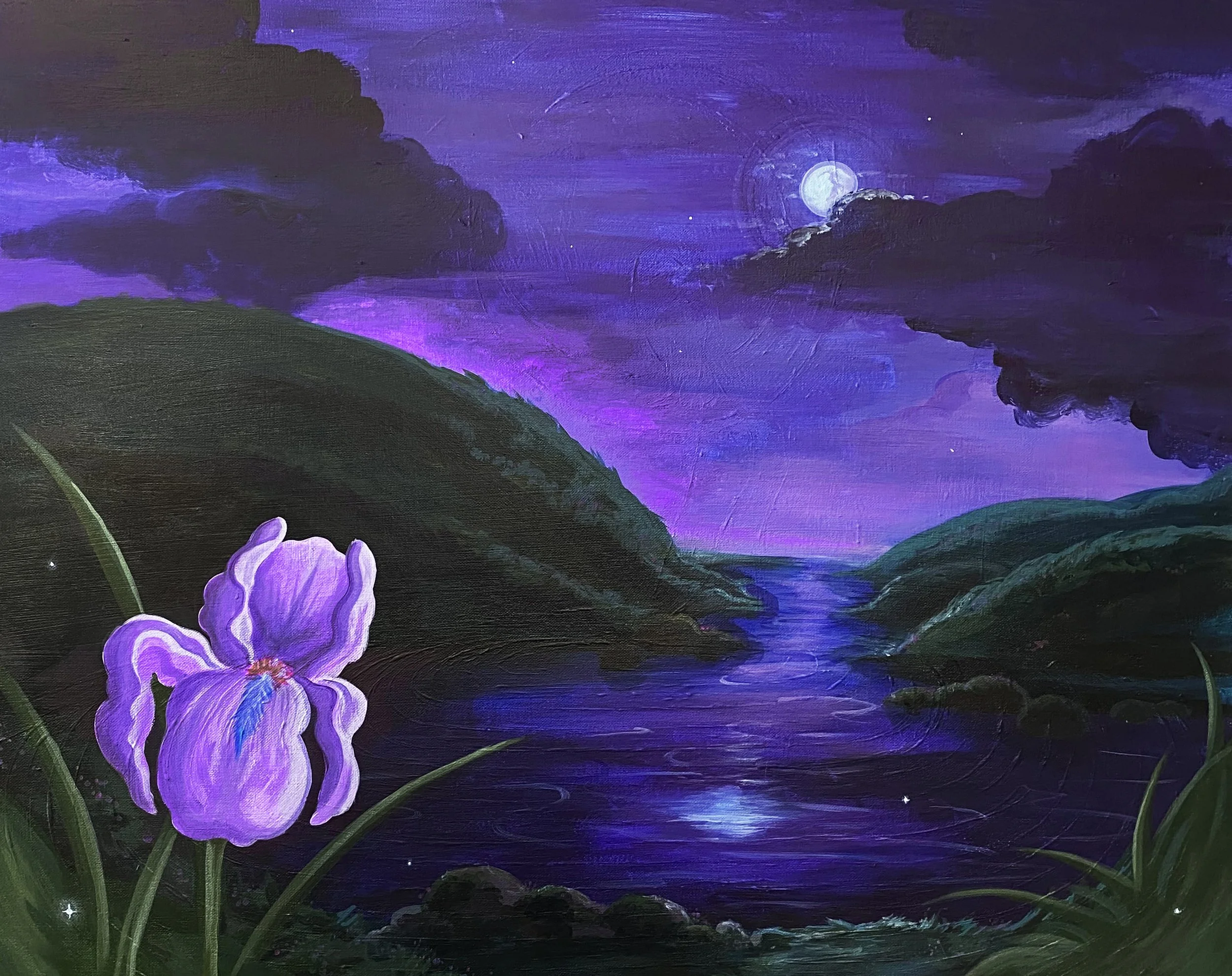 Moonlit Iris - Acrylic on canvas