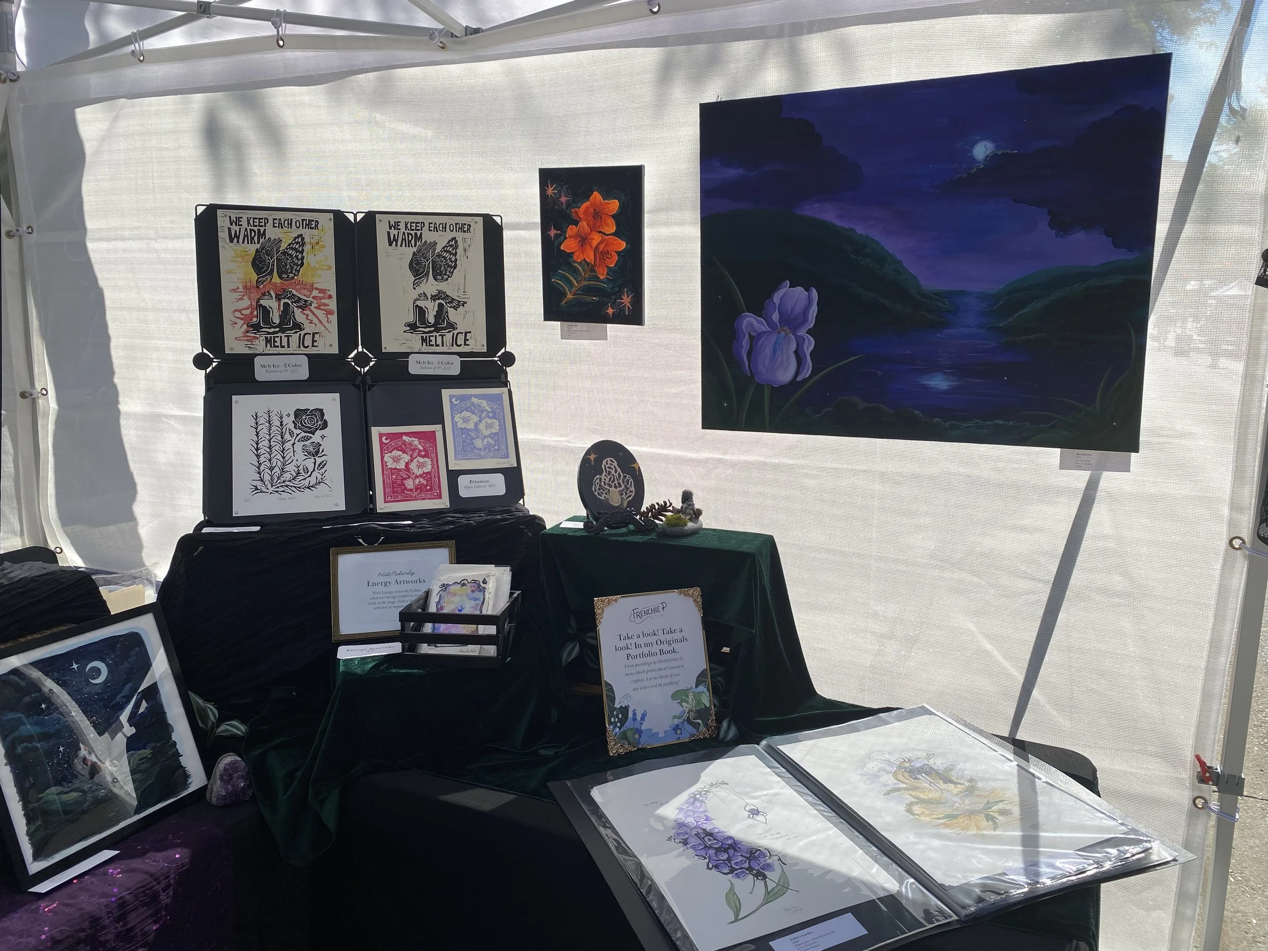 Outdoor booth display close up at Art Fair on the Square in Madison, WI