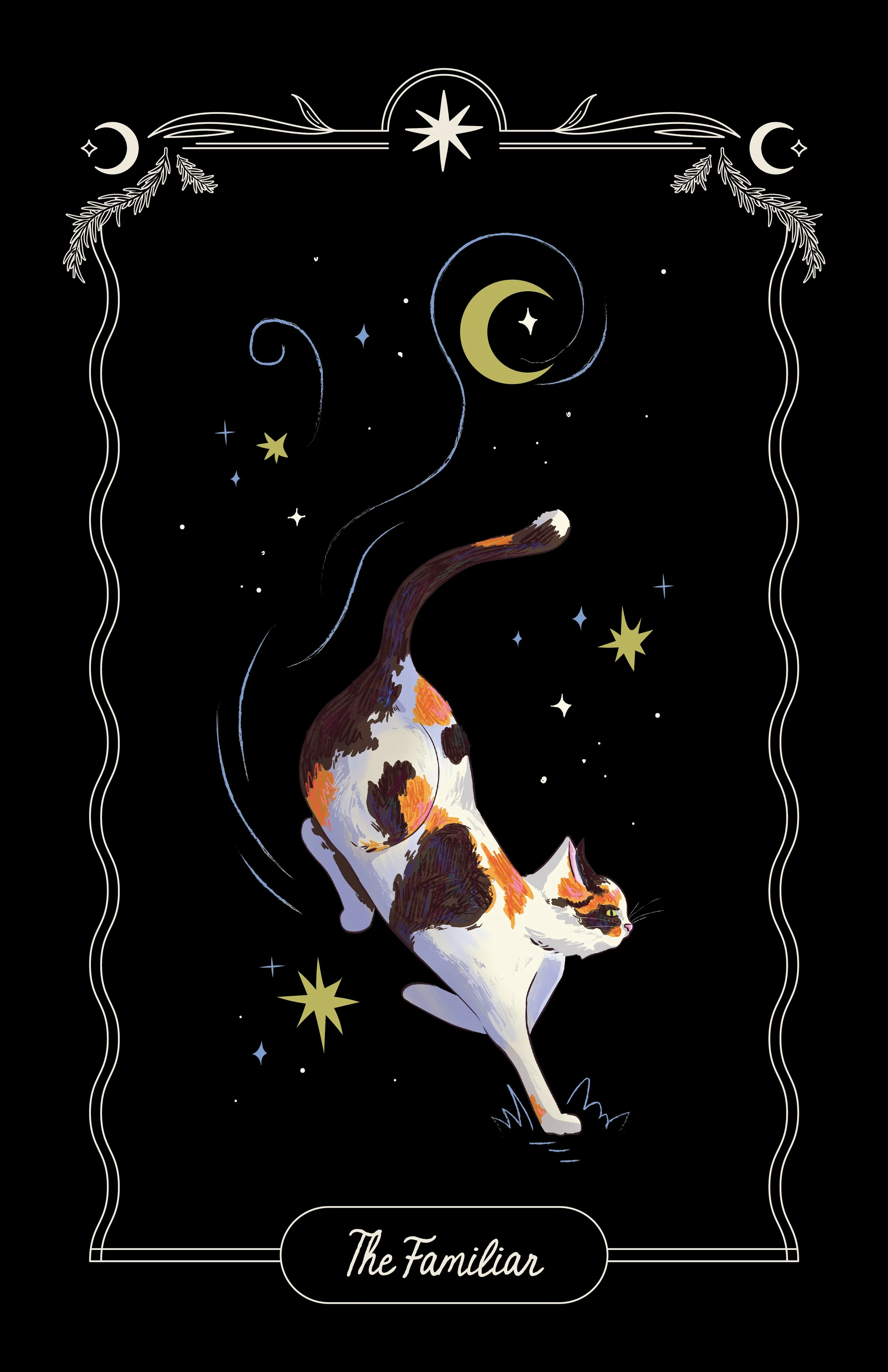 The Familiar, oracle card exploration, digital illustration