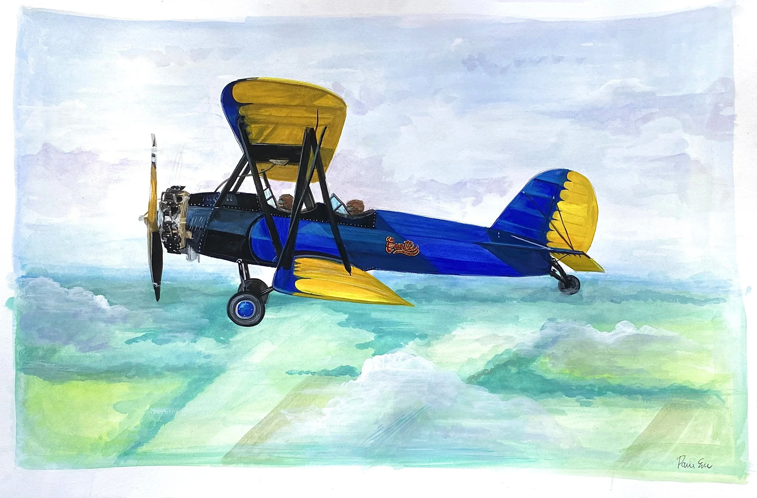 Curtis Bi-Plane Painting