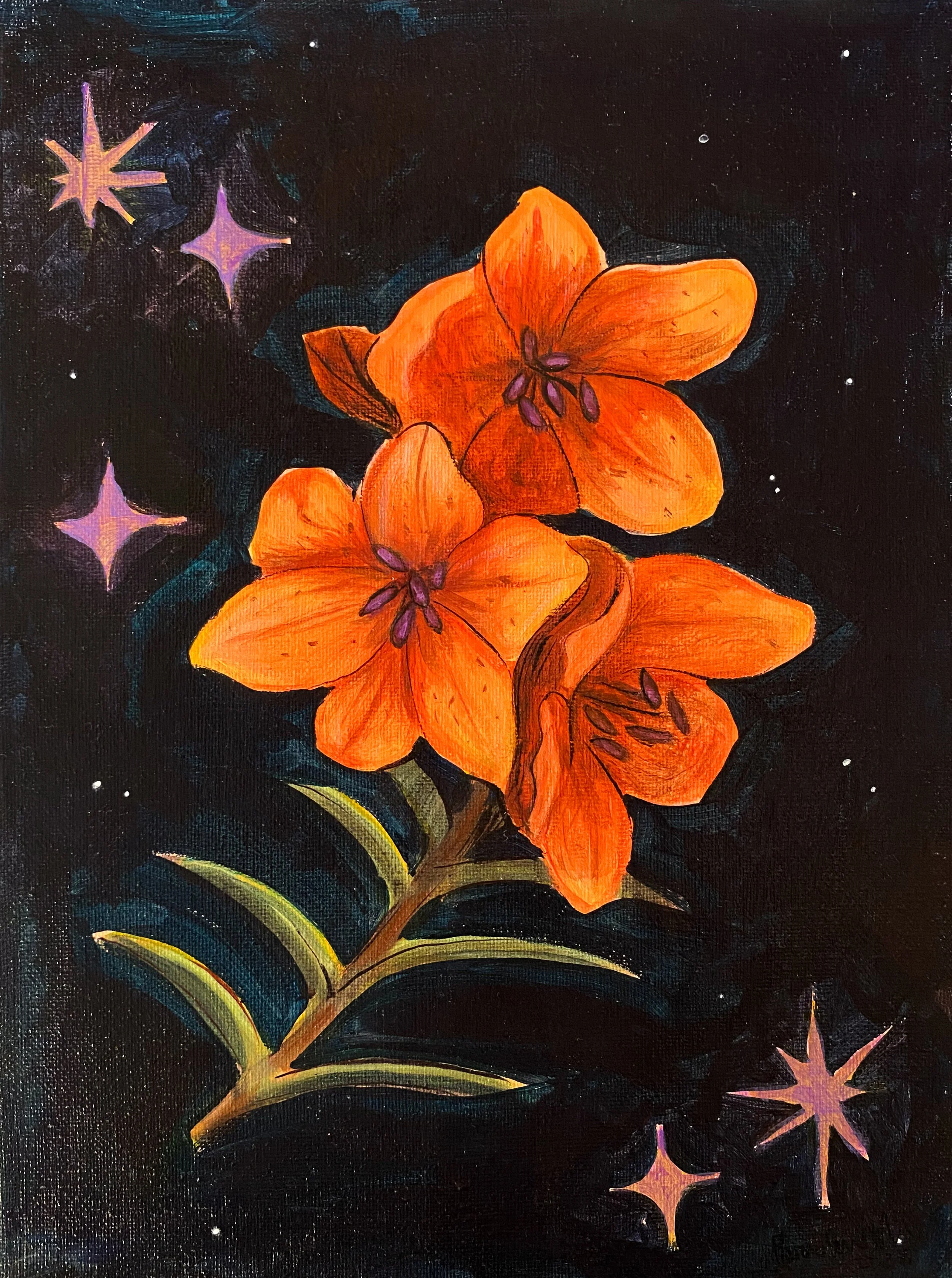 Orange Lily - Acrylic on canvas