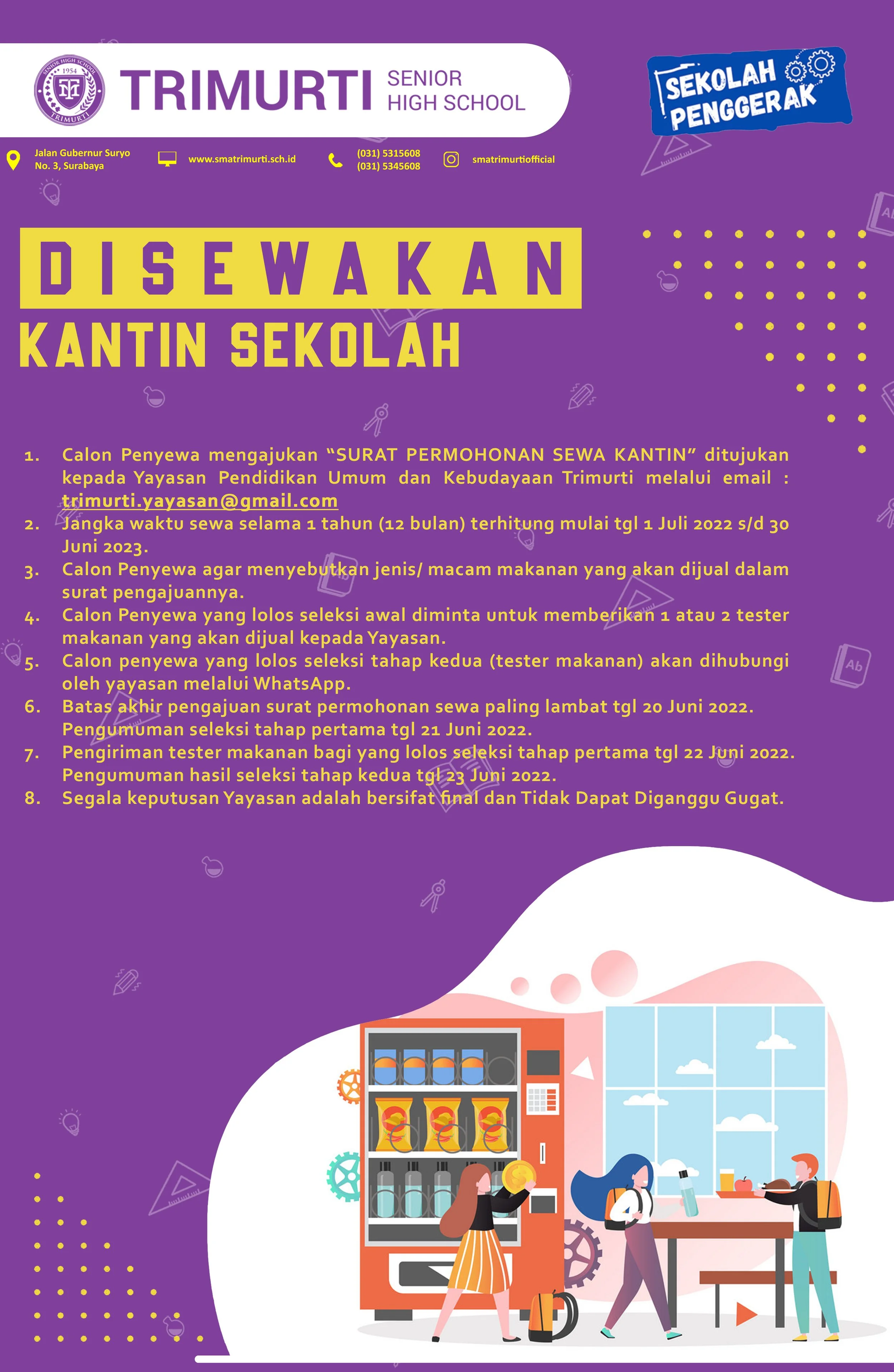 Dibuka Persewaan Kantin