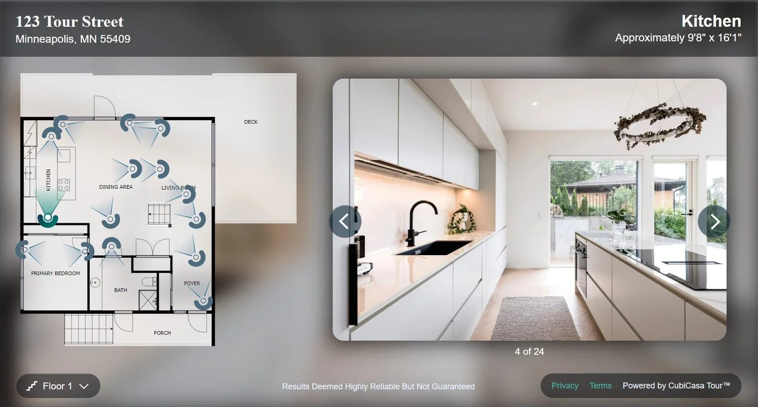 Interactive floor plan viewer connecting property photographs with their locations in the home