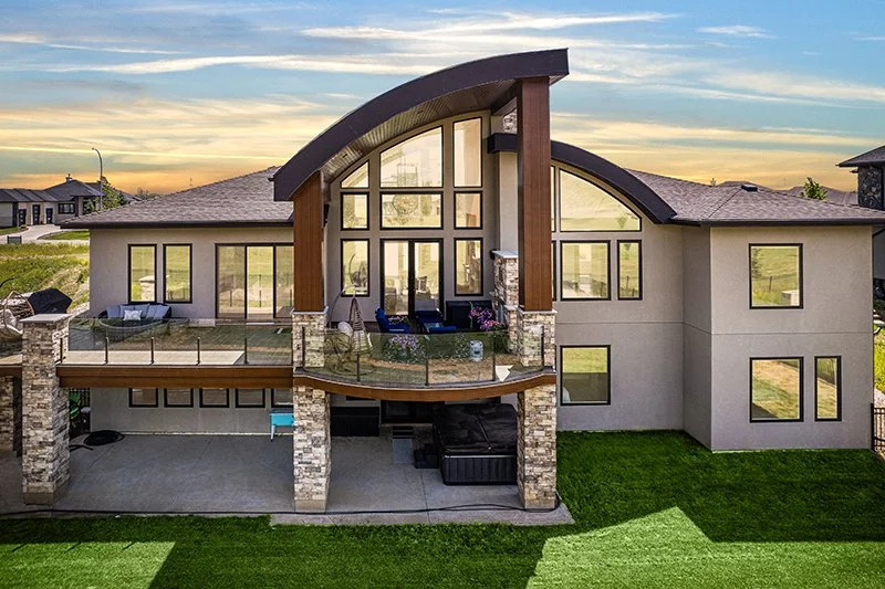 Premium home exterior photographed at twilight