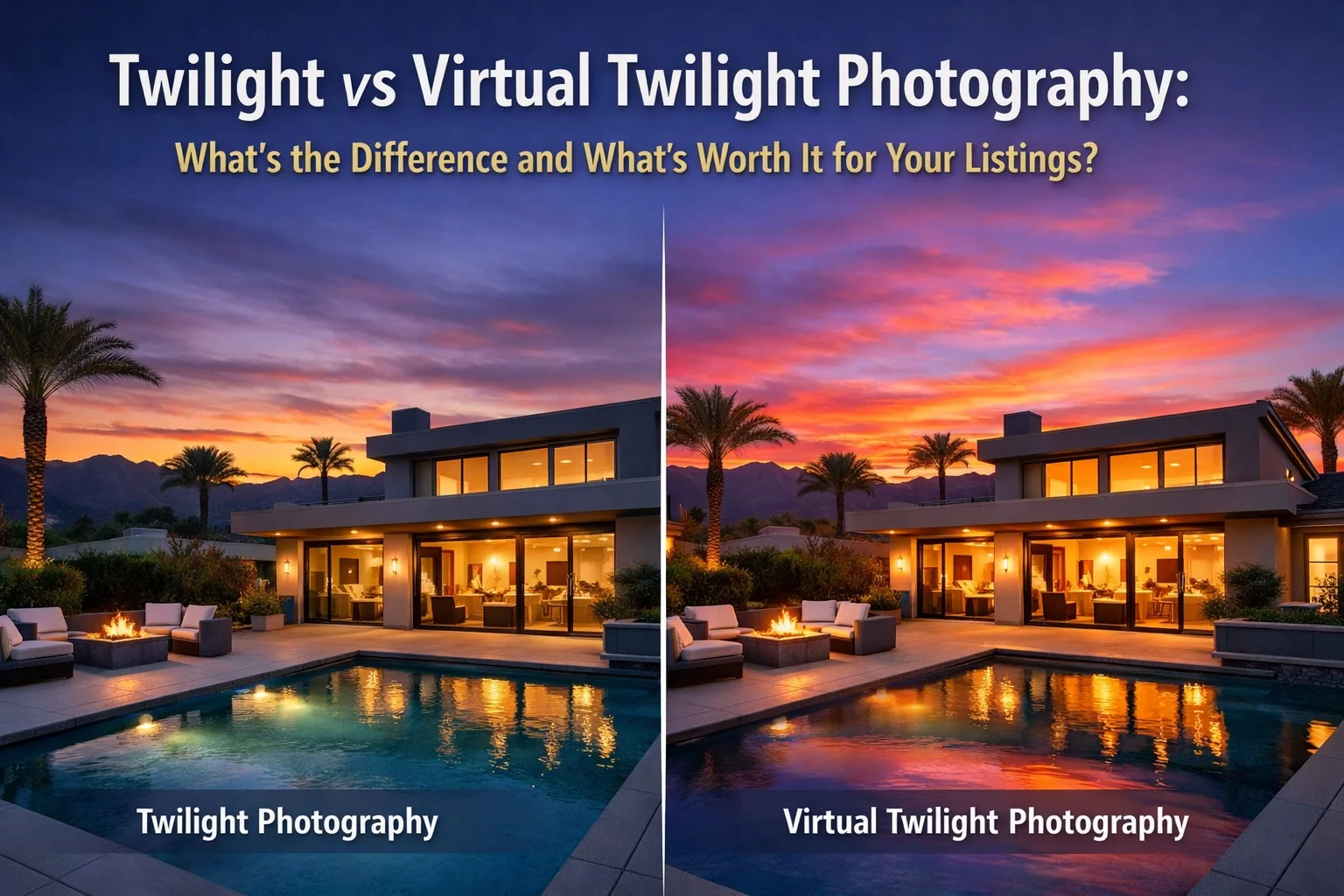 Twilight vs Virtual Twilight Photography