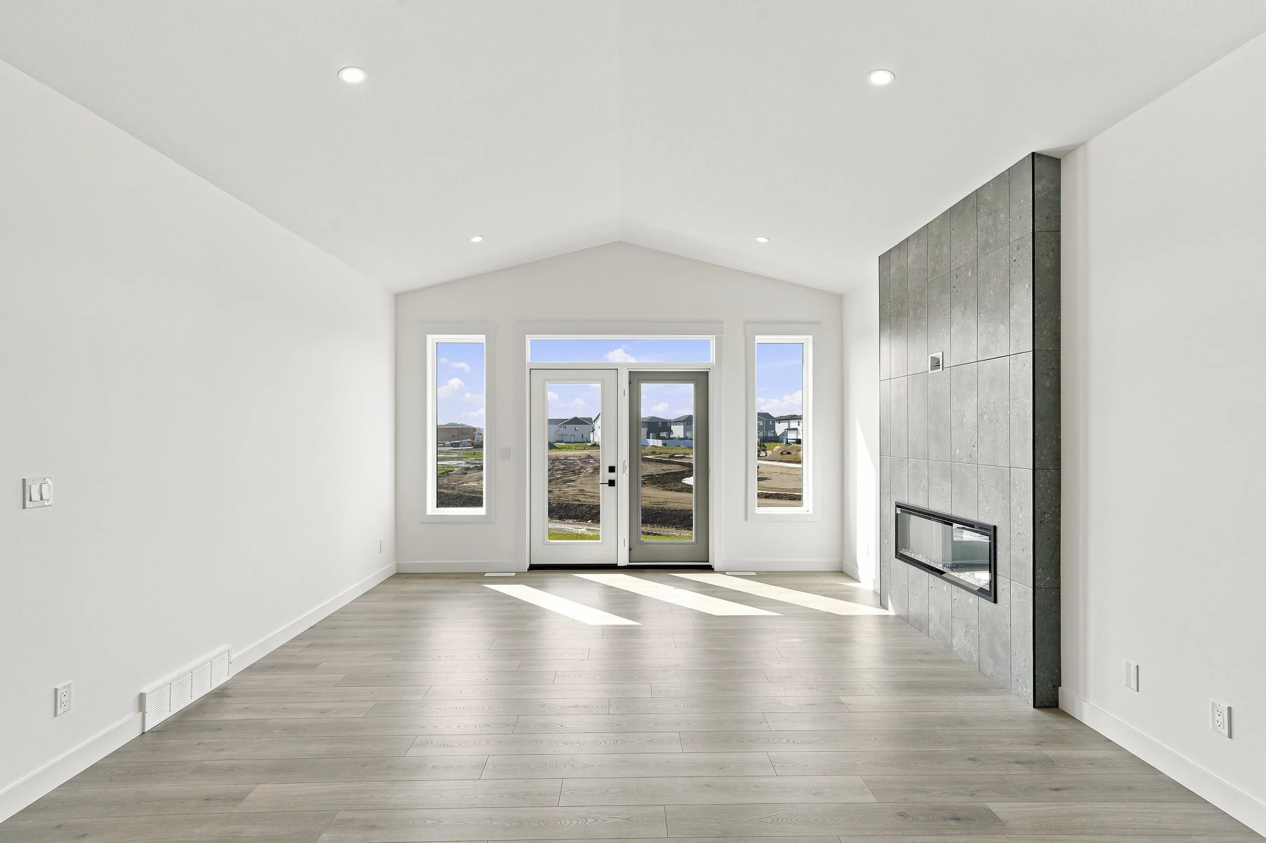 Empty modern living room before virtual staging for real estate photography