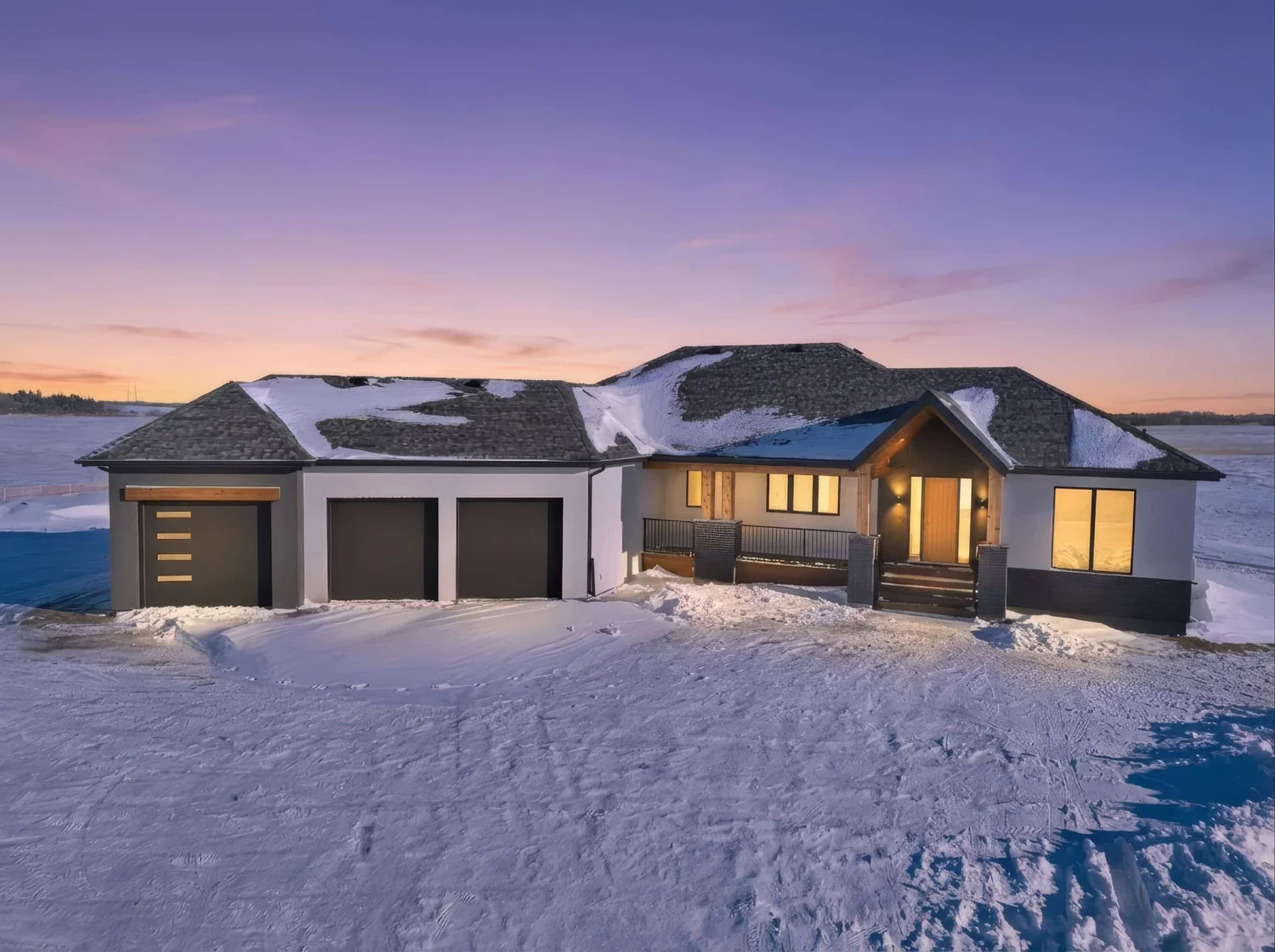 Same modern home edited as virtual twilight