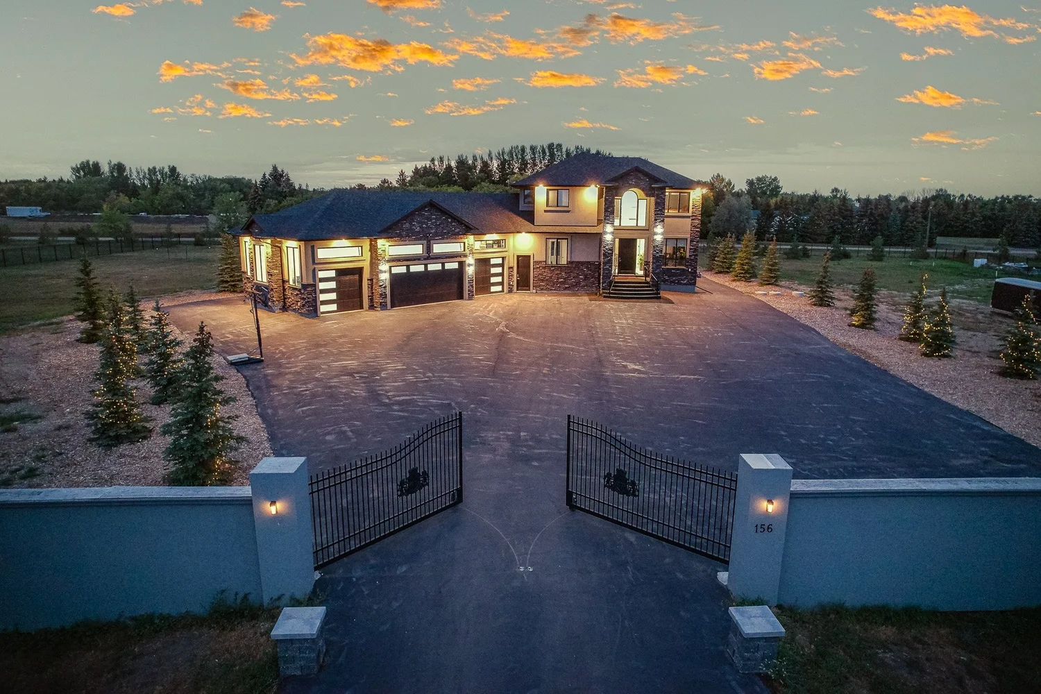Saskatoon home exterior photographed at dusk