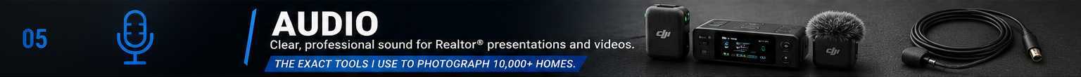 Audio gear for clear, professional sound for Realtor presentations and videos