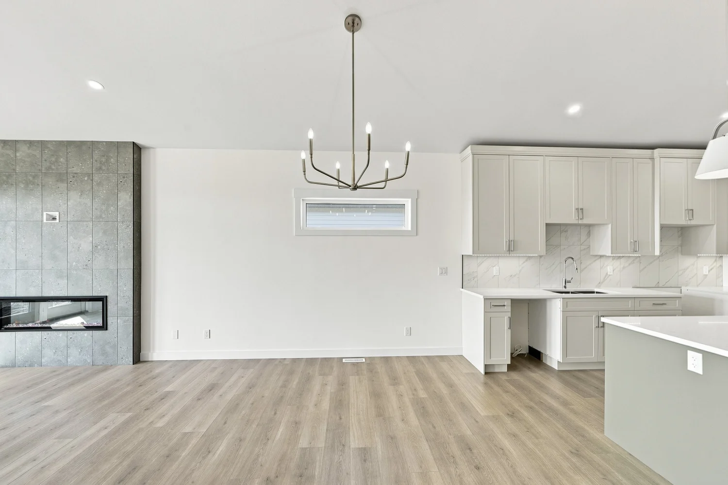 Empty dining area before virtual staging