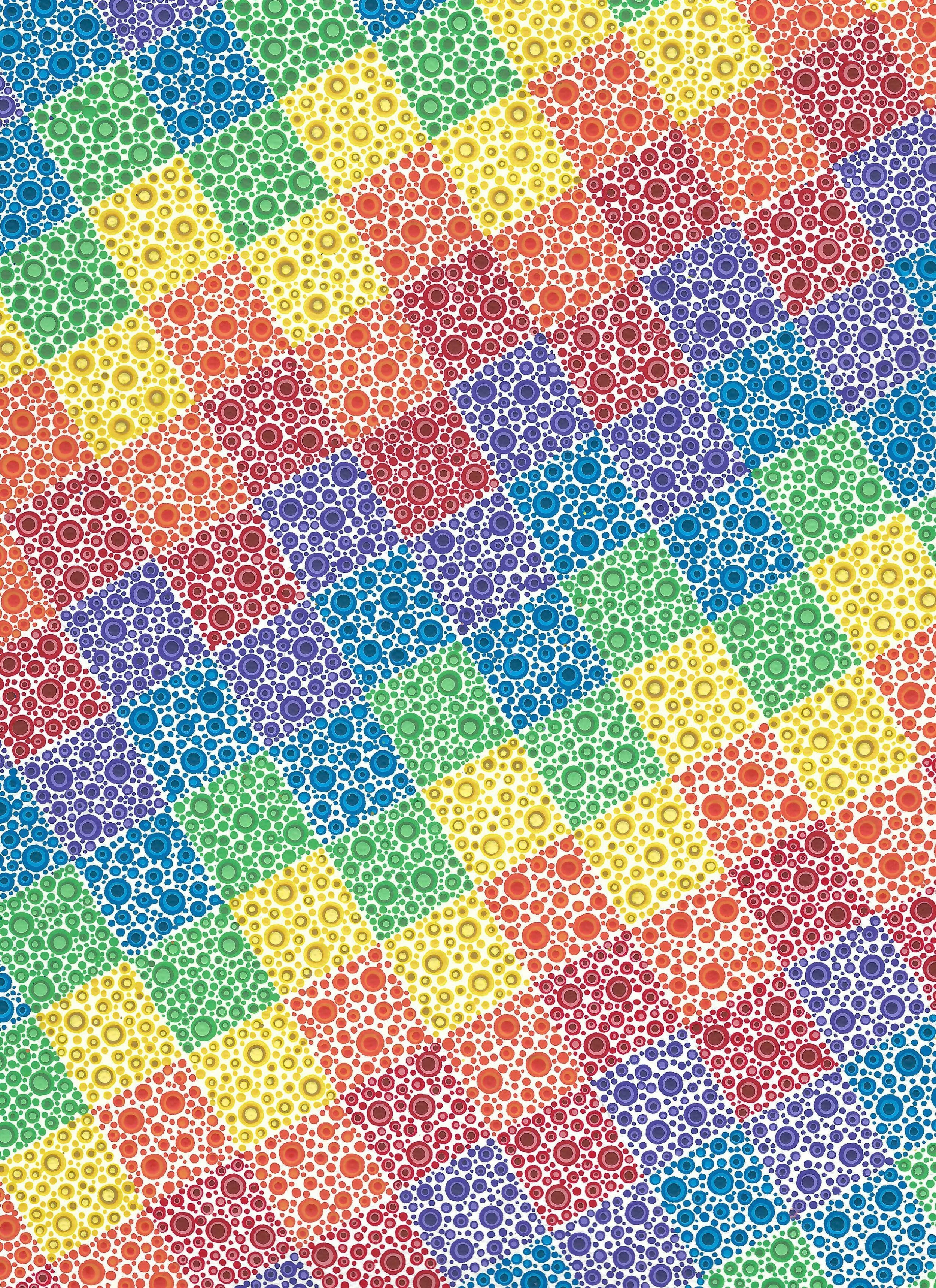 Rainbow Grid Original Acrylic Dot Painting