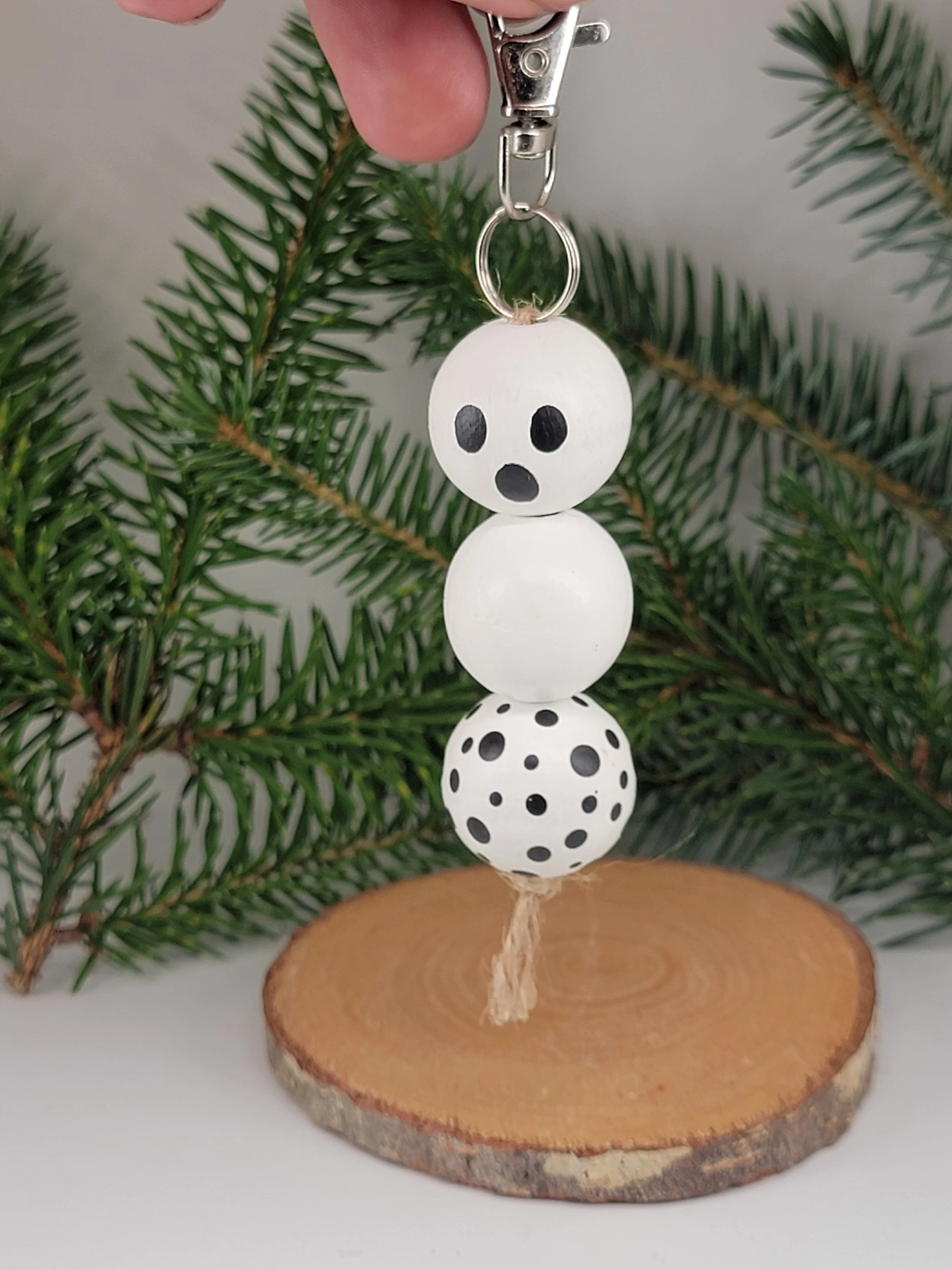 Boo Beads – Hand-Painted Ghost Wood Bead Keychain
