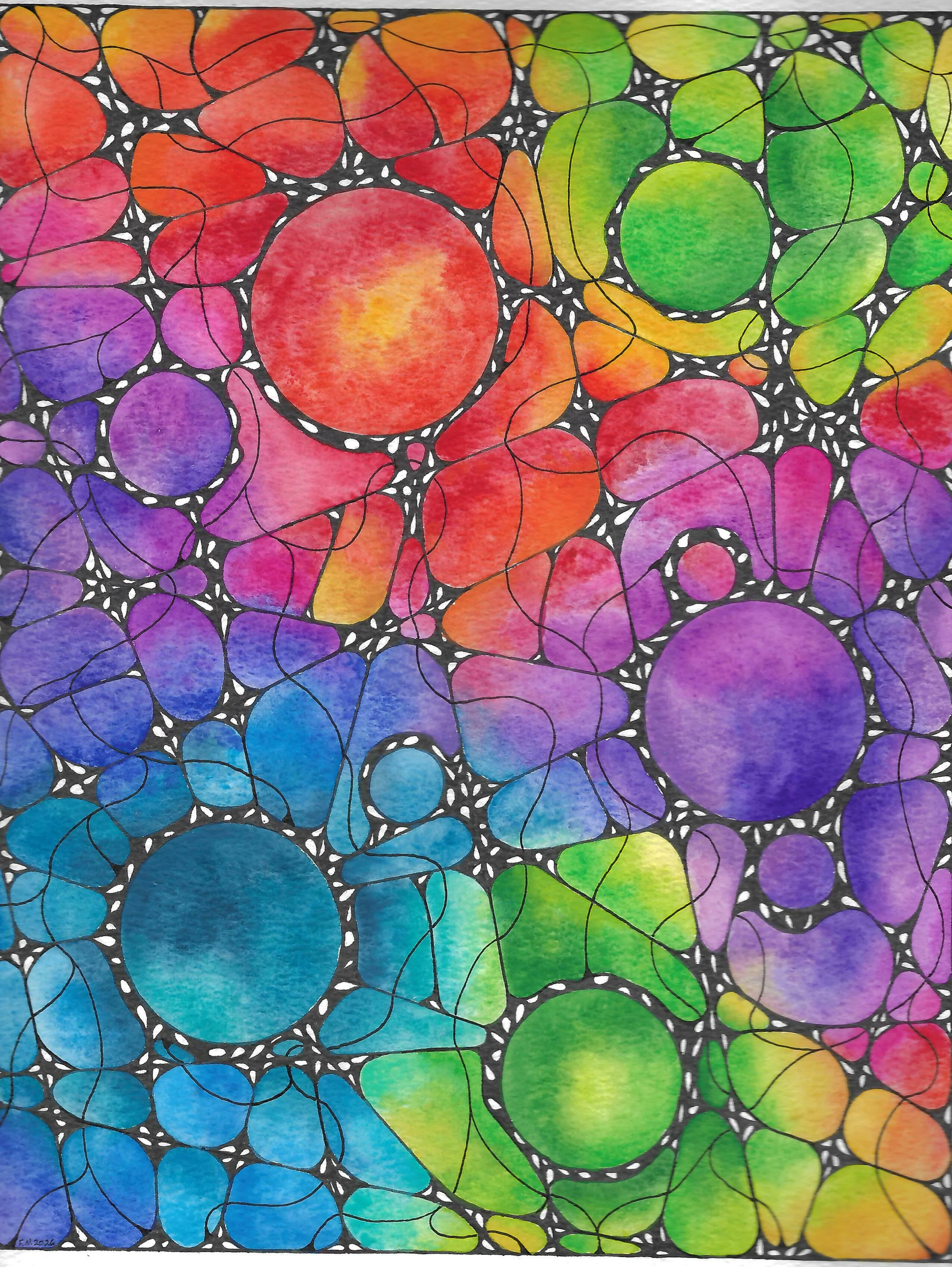 Rainbow Souls Original Watercolor Painting