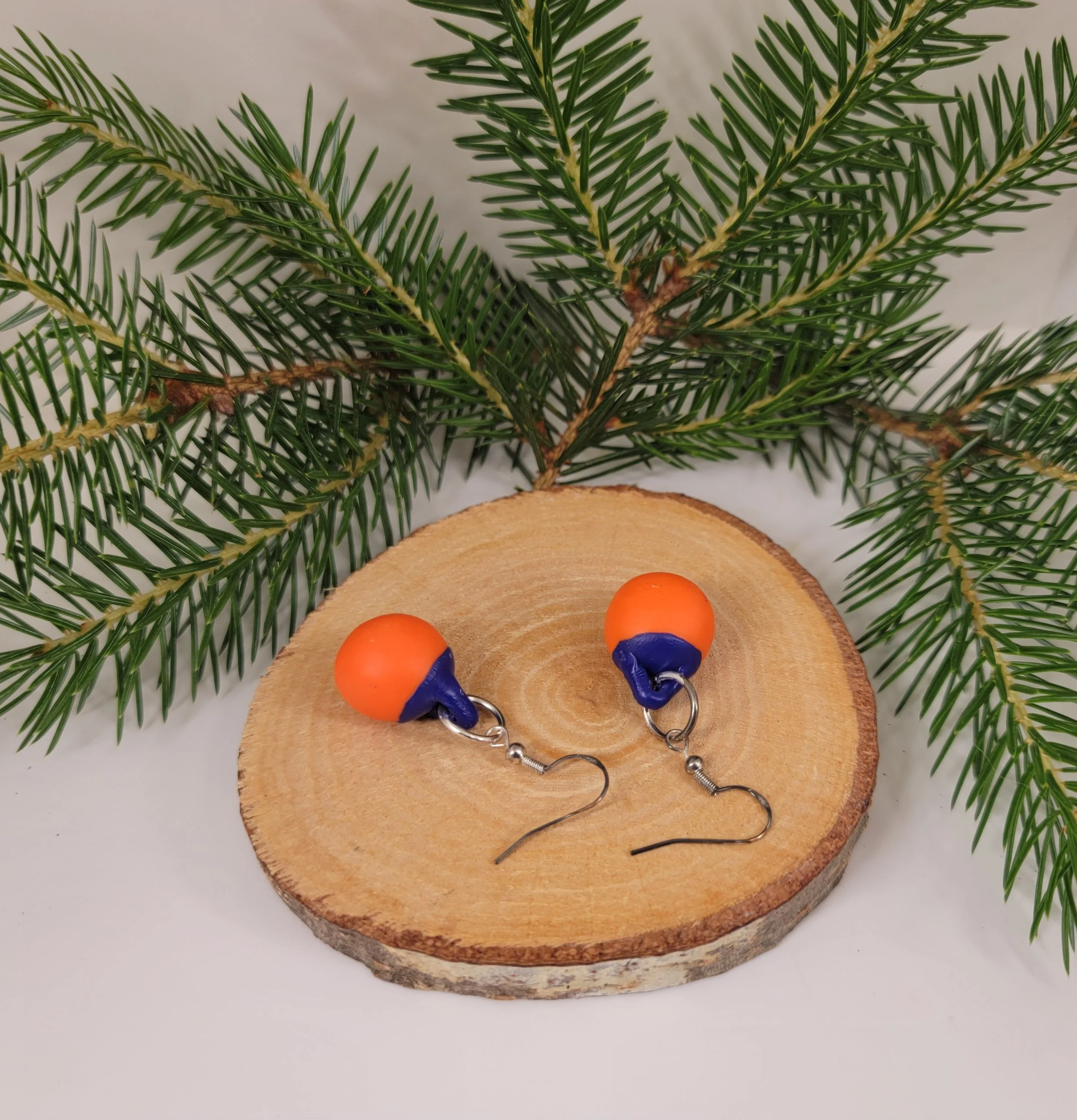Handmade Polymer Clay Alaskan Fishing Buoy Earrings-Hypoallergenic
