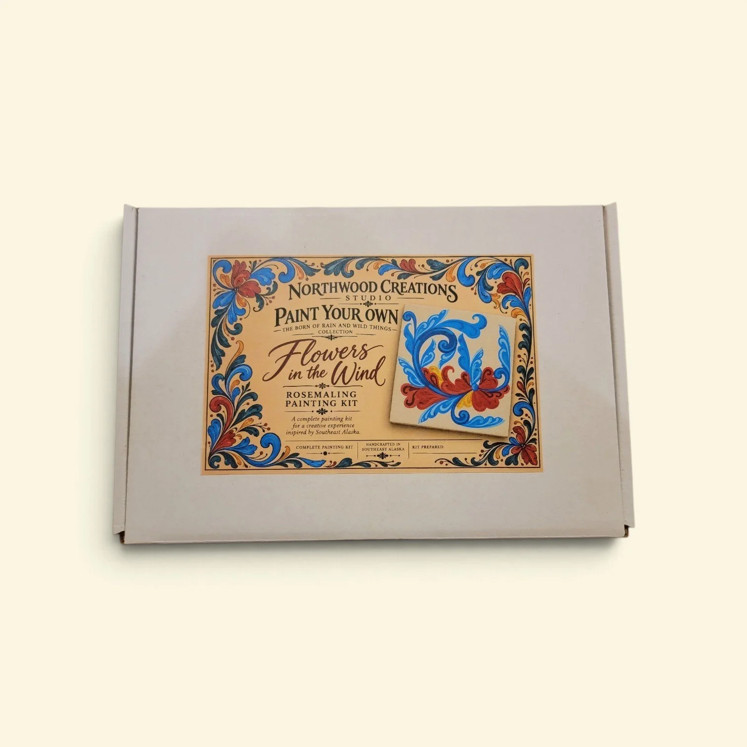 Flowers in the Wind | DIY Rosemaling Paint Party Kit – 4 People