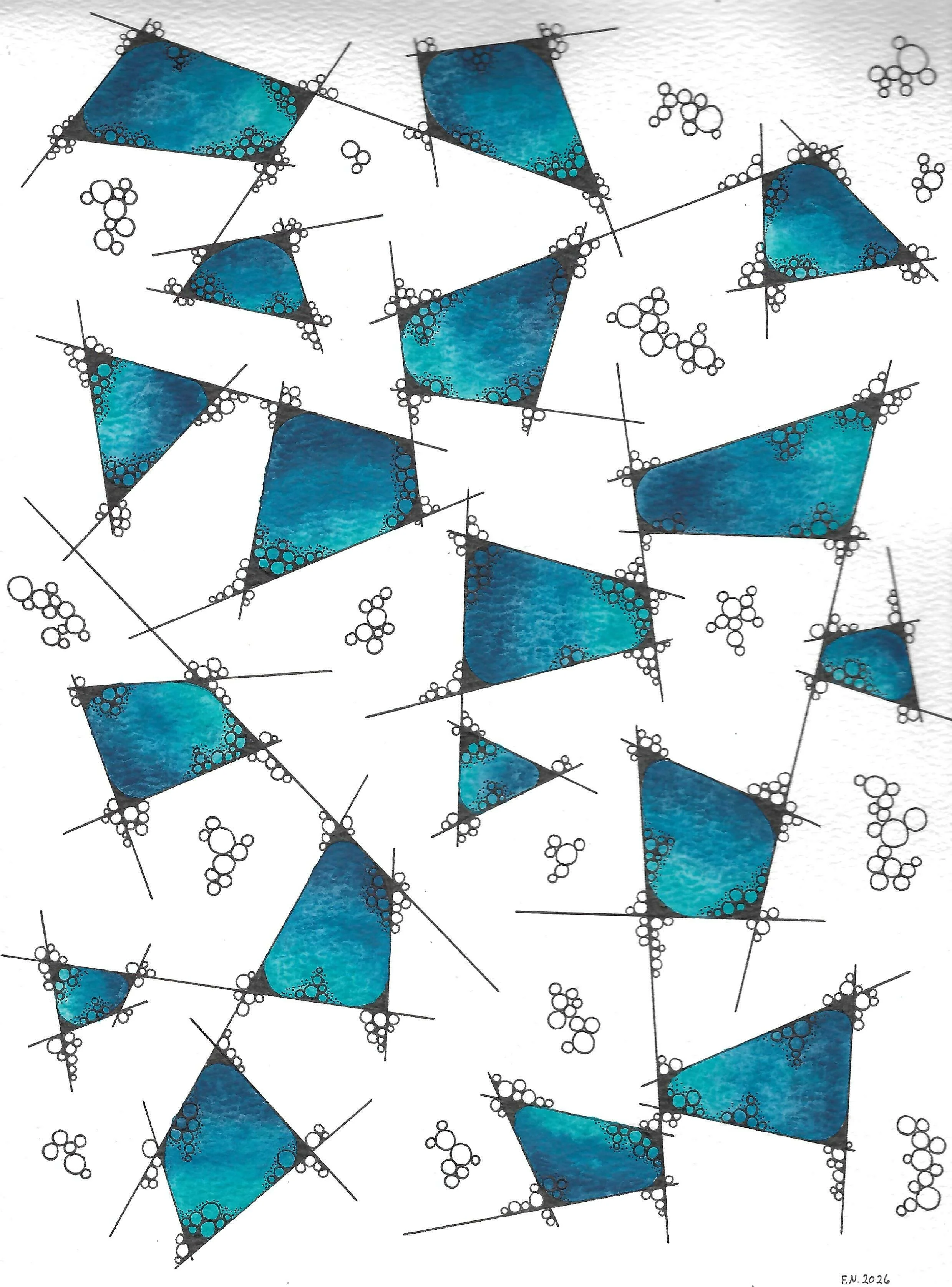 Bubbles and Stilts Original Abstract Watercolor Painting