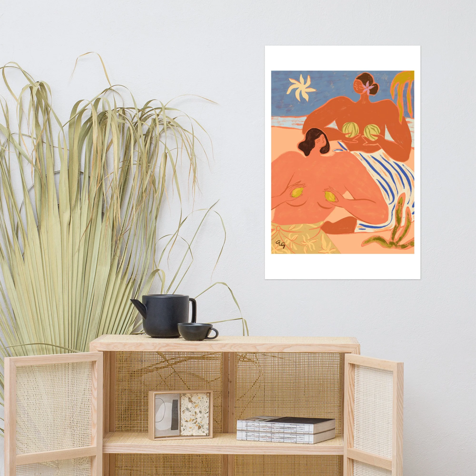 Lemon and Melon Art Print - Whimsical Contemporary Art by Arty