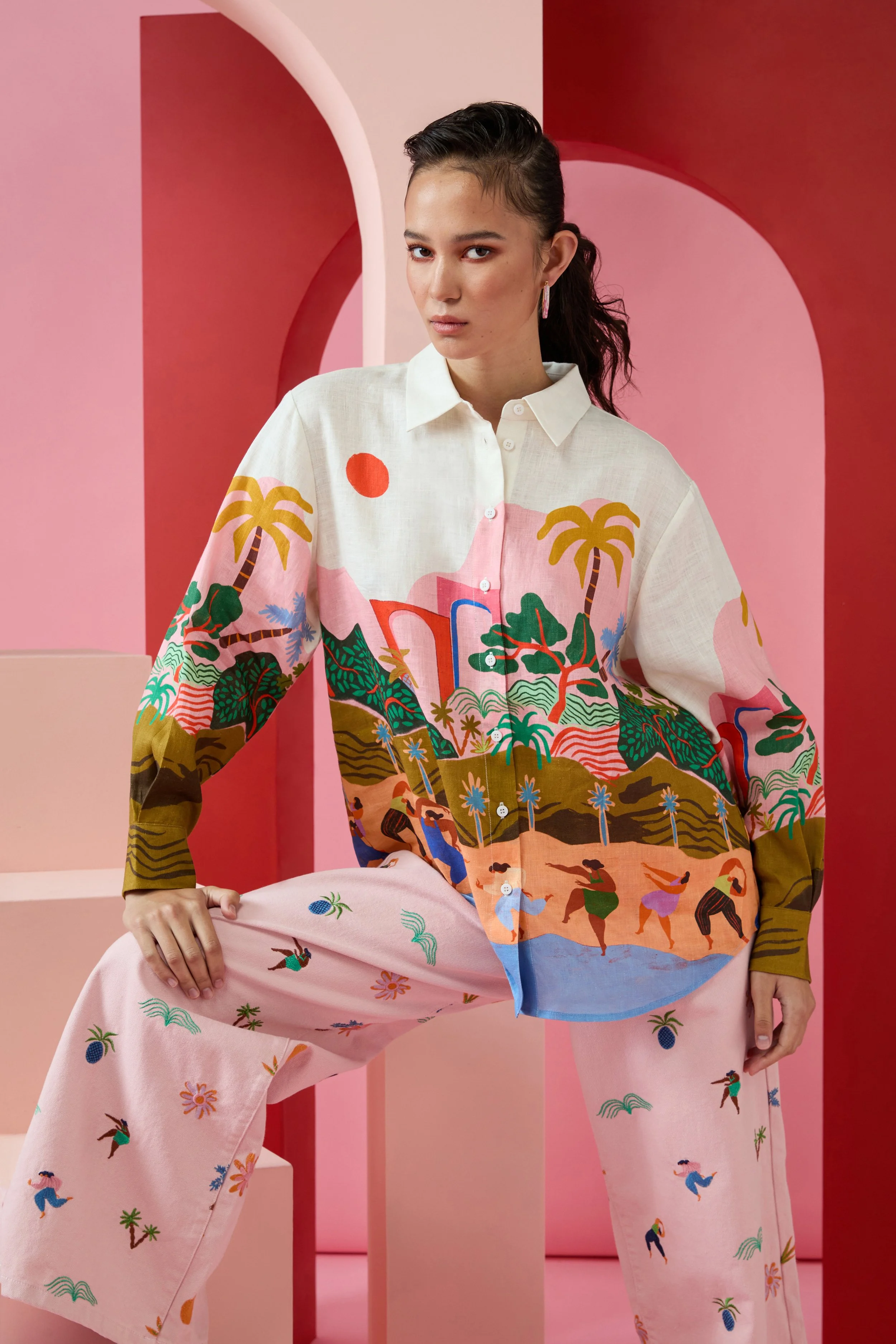 Arty Guava x Gorman collaboration featuring vibrant, joyful art inspired by movement, feminine energy, and playful expression. Colourful wearable art celebrating harmony, creativity, and connection.