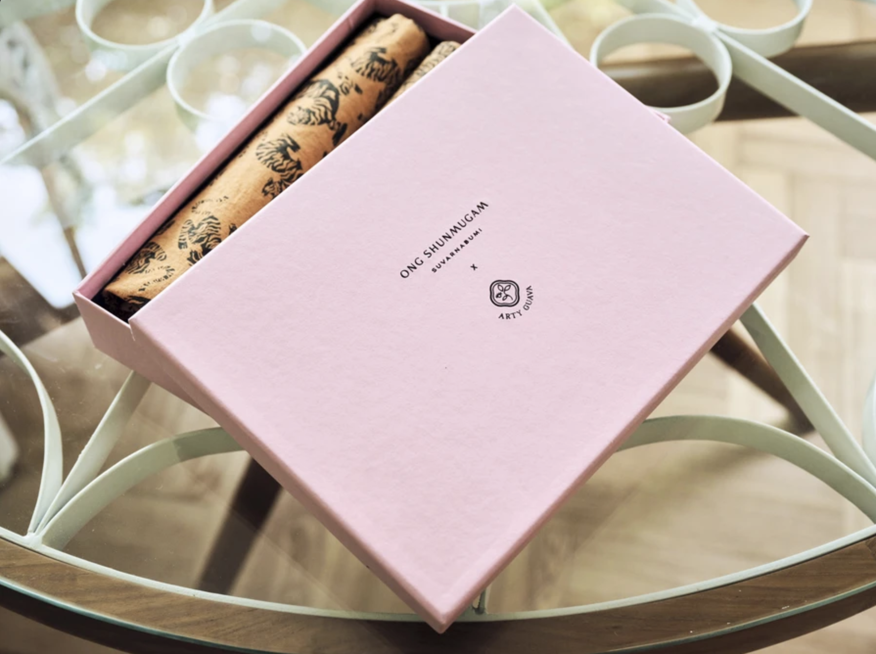 Transform your home with Arty Guava’s colorful designs on Ong Shunmugam’s napkins, placemats, and throw blankets.