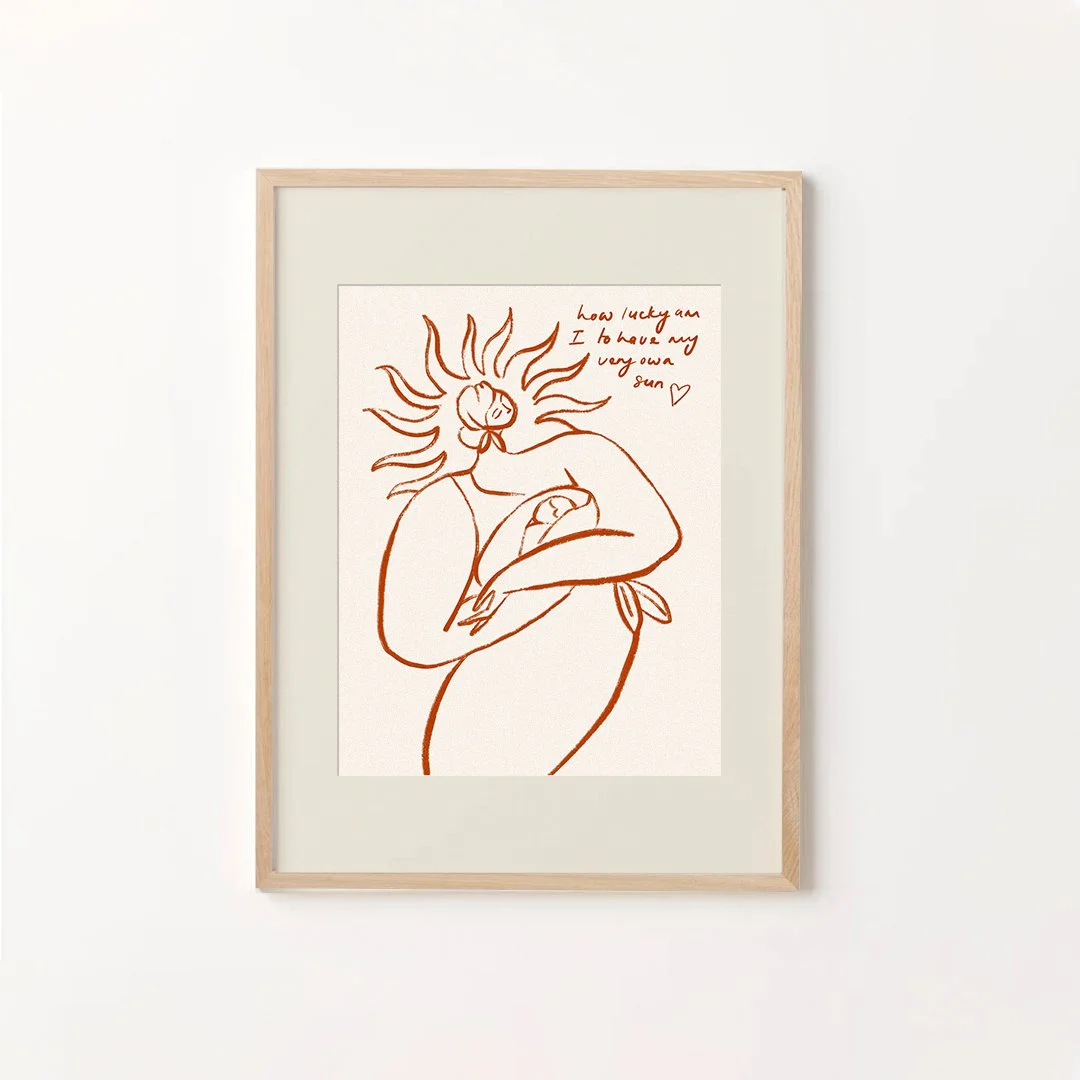 Mother and child bathed in warm sunlight, symbolising love and nurture.